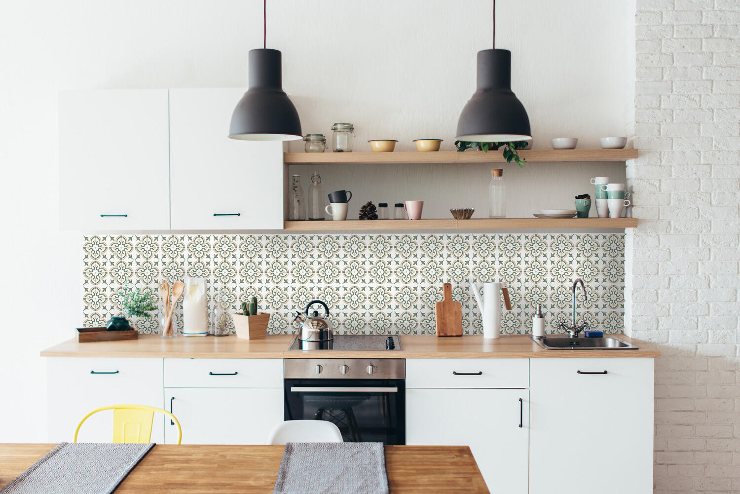 Lot de 6 crédences adhésives Jamila, vert, 15.2 cm x 15.2 cm - 2