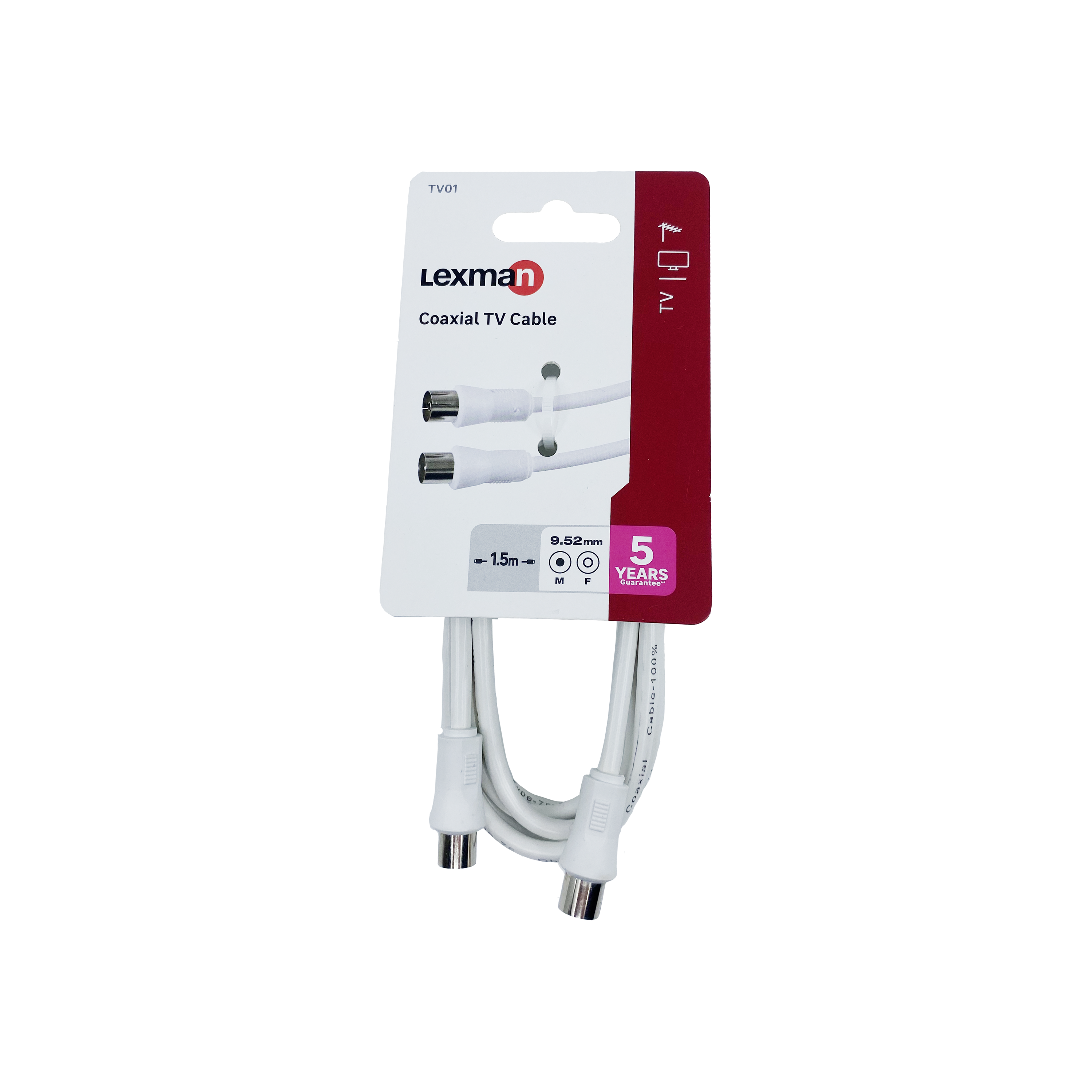 Cordon coaxial 9.5mm, mâle/femelle, 1.5m, Lexman - 4
