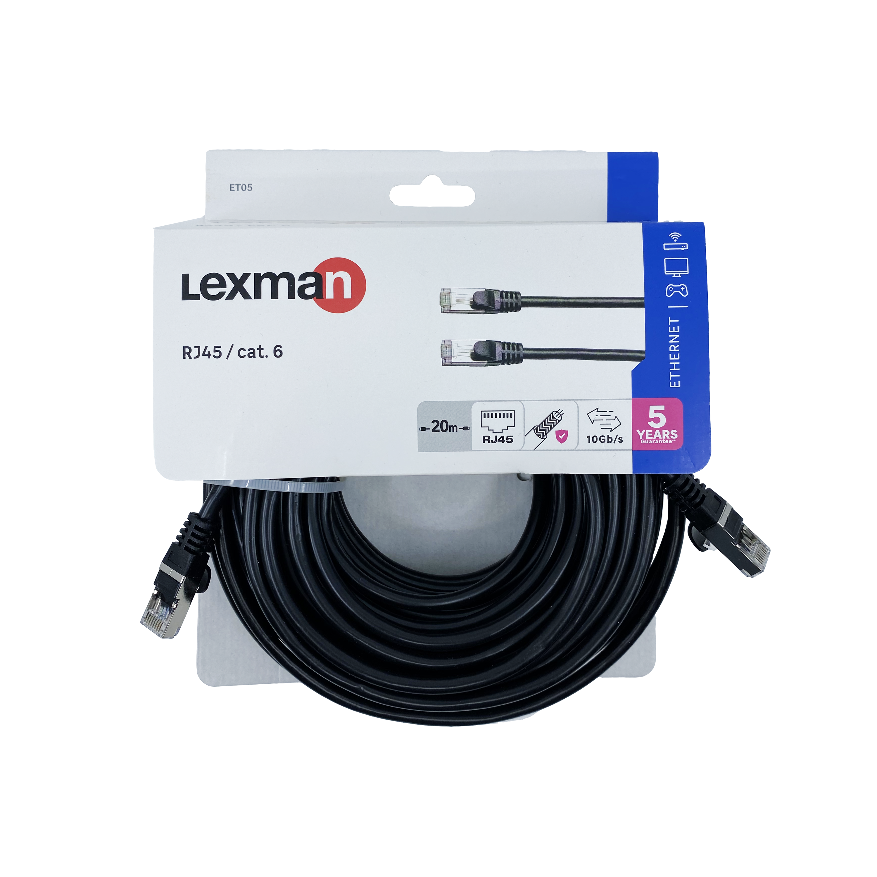 Câble RJ45 CAT6, blindé mâle / mâle, 20m noir, LEXMAN - 3