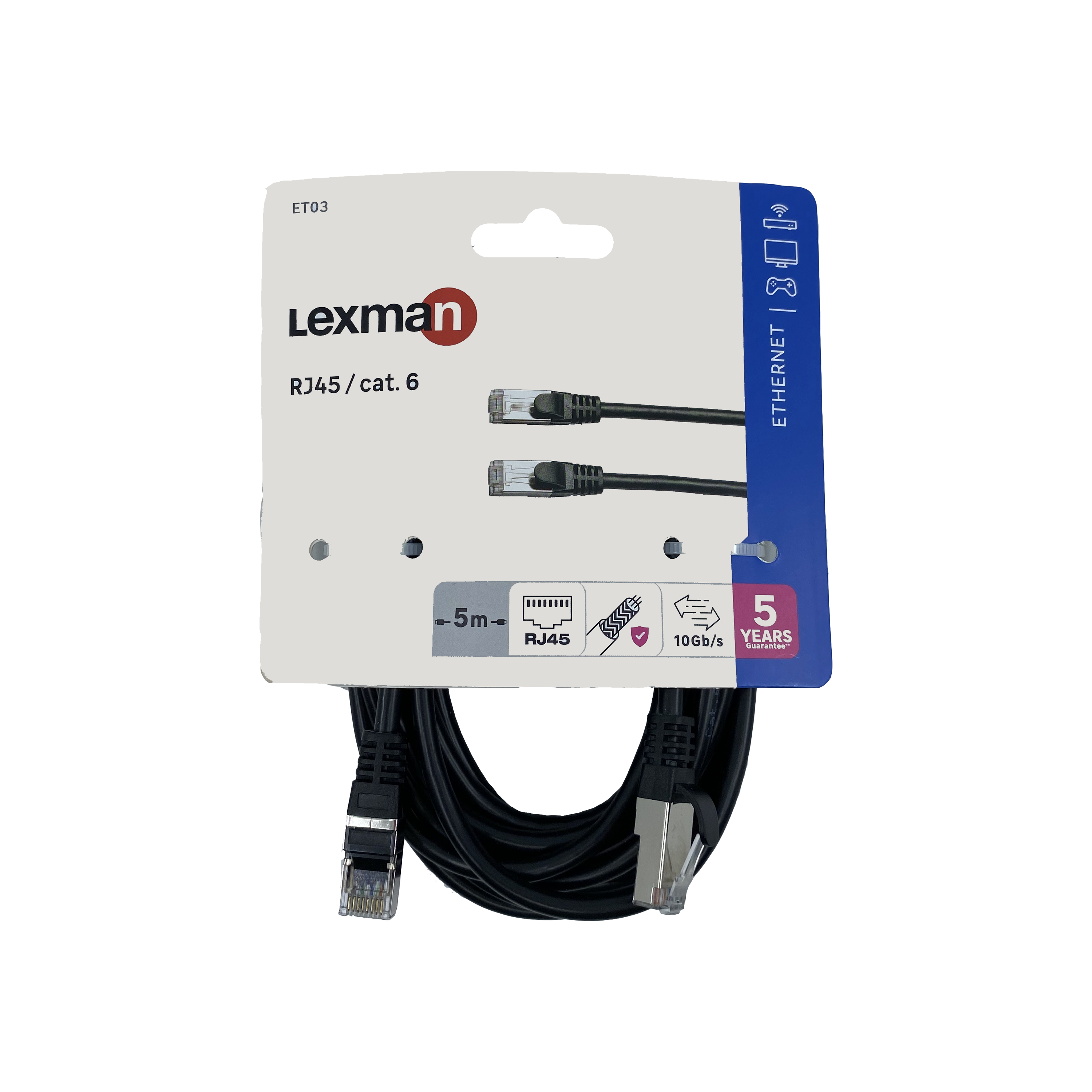 Câble RJ45 CAT6, blindé mâle / mâle, 5 m noir LEXMAN - 4