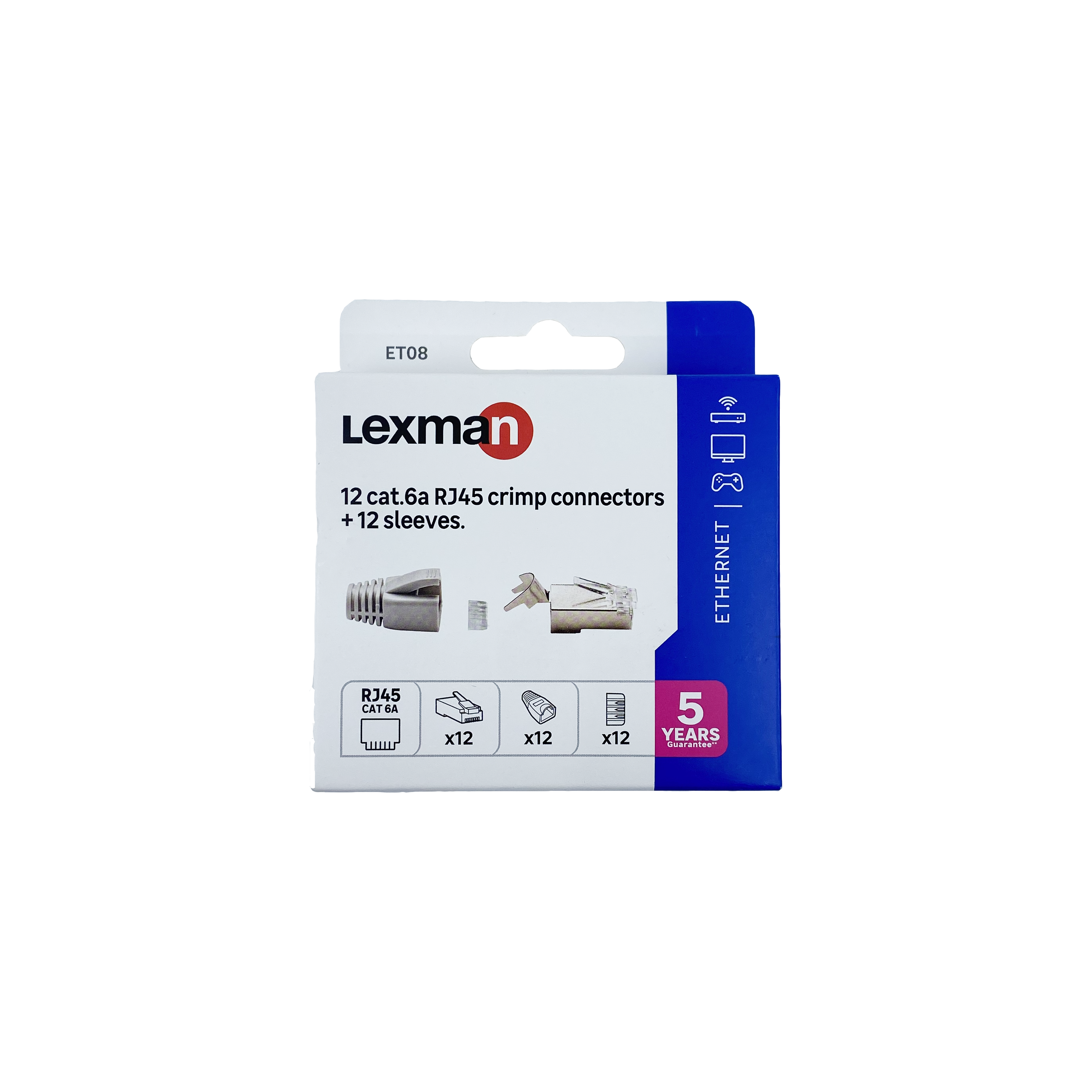 Lot de 12 fiches ethernet RJ45 + manchons, CAT6A, Lexman - 3