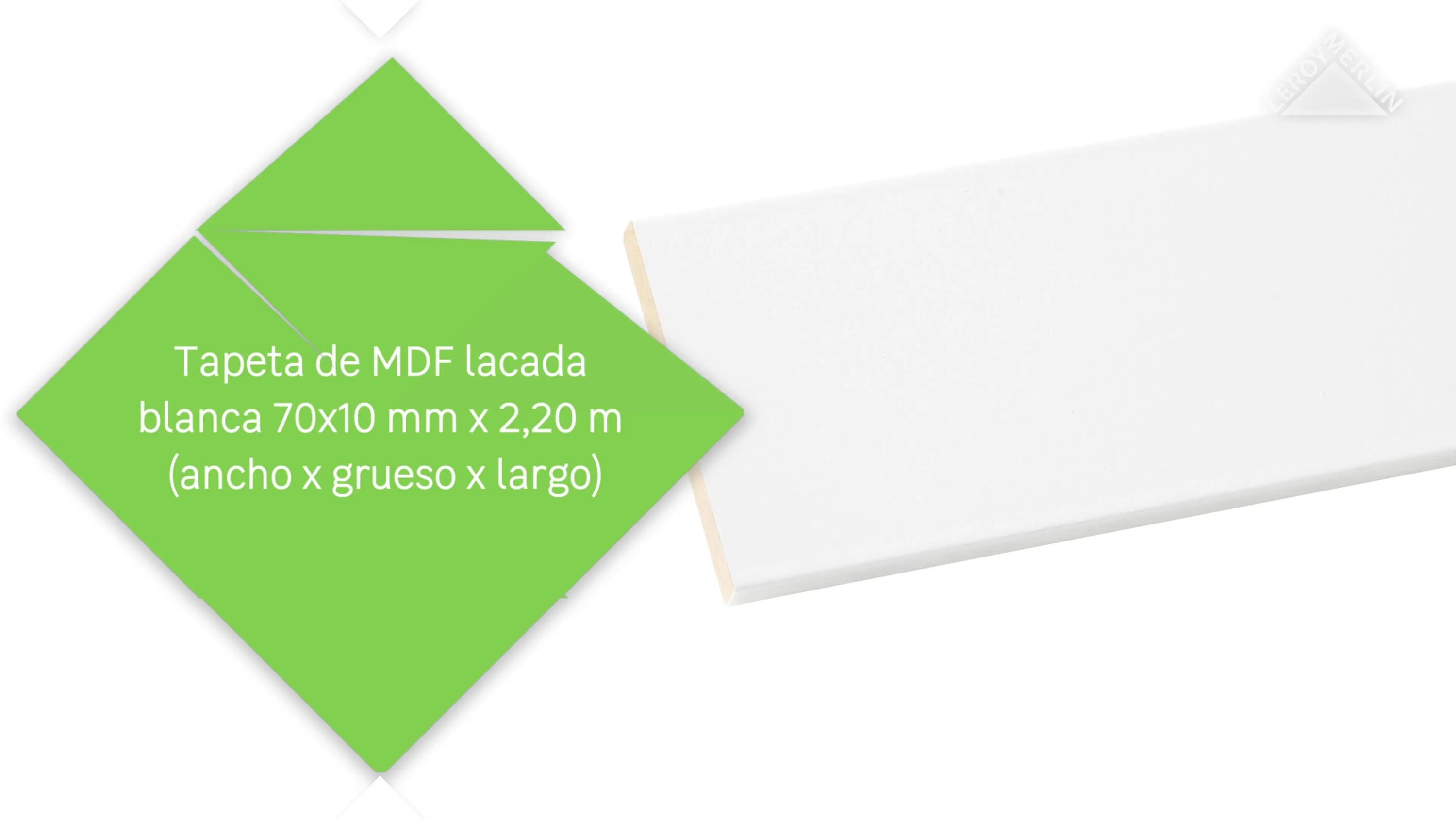 Tapeta de mdf lacada blanca 70x10 mm x 2,20 m (ancho x grueso x largo) - 3
