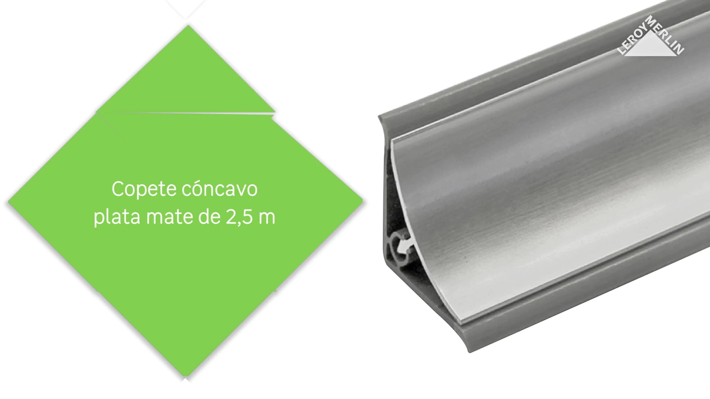 Copete para encimera de cocina cóncavo plata mate de 2,5 m - 2