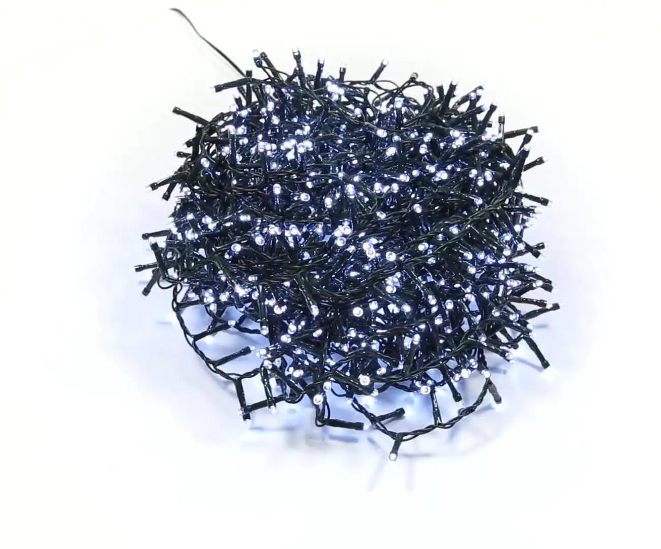 Guirnalda iluminada para árbol de 240 cm con 1000 bombillas LED blanco de 27.50 metros de iluminación para exterior con transformador - 6