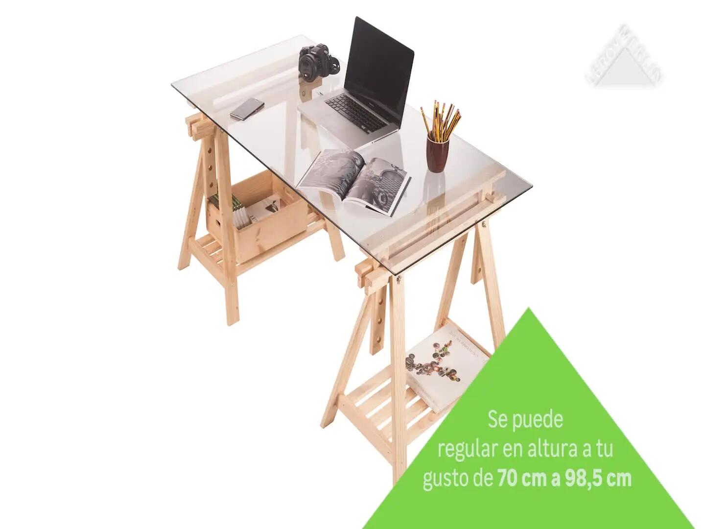 Caballete de madera natural regulable en altura de 70 a 98.5cm - 7