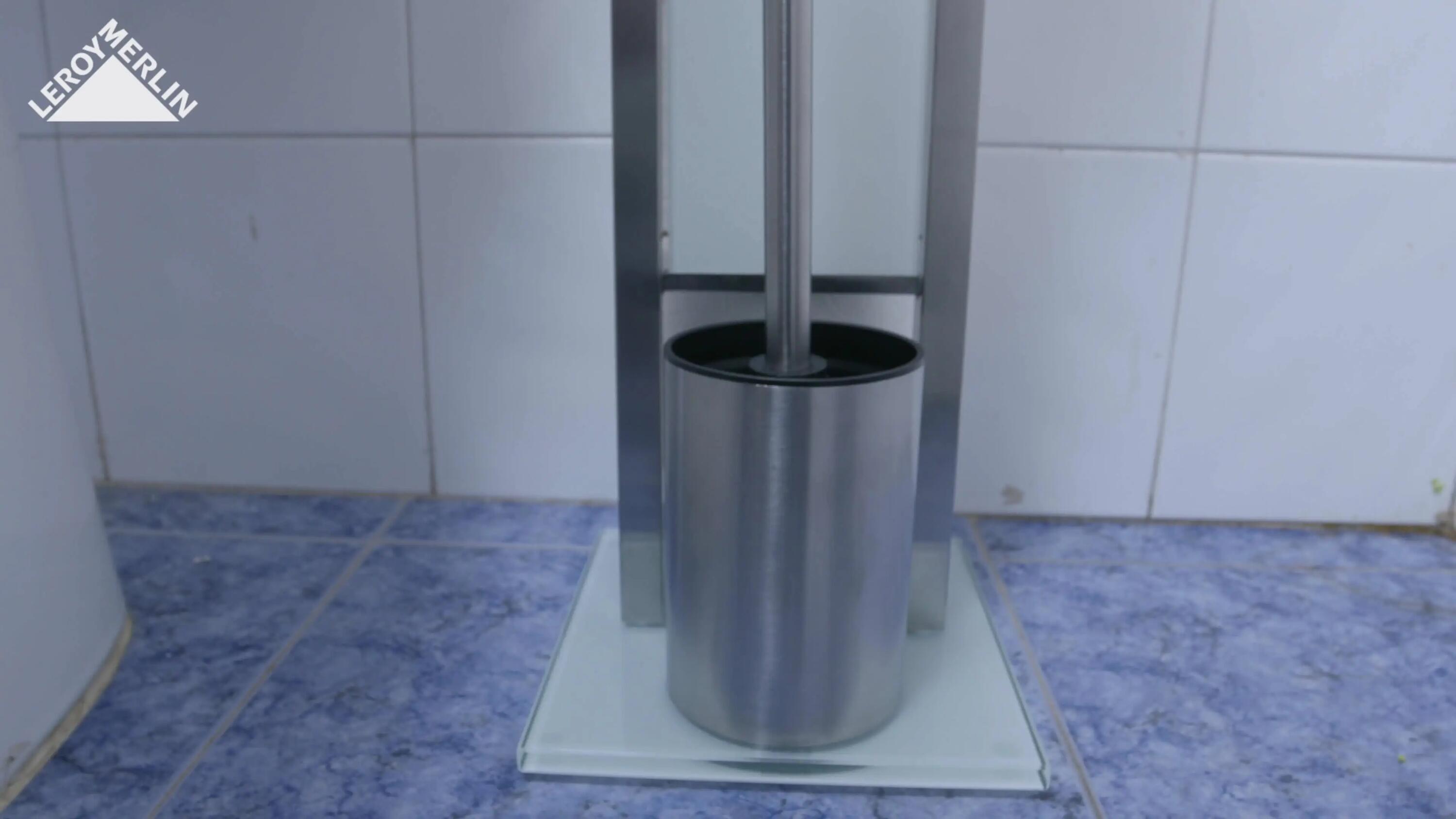 Portarrollo de papel higiénico de pie con escobillero Rivalta plata - 4