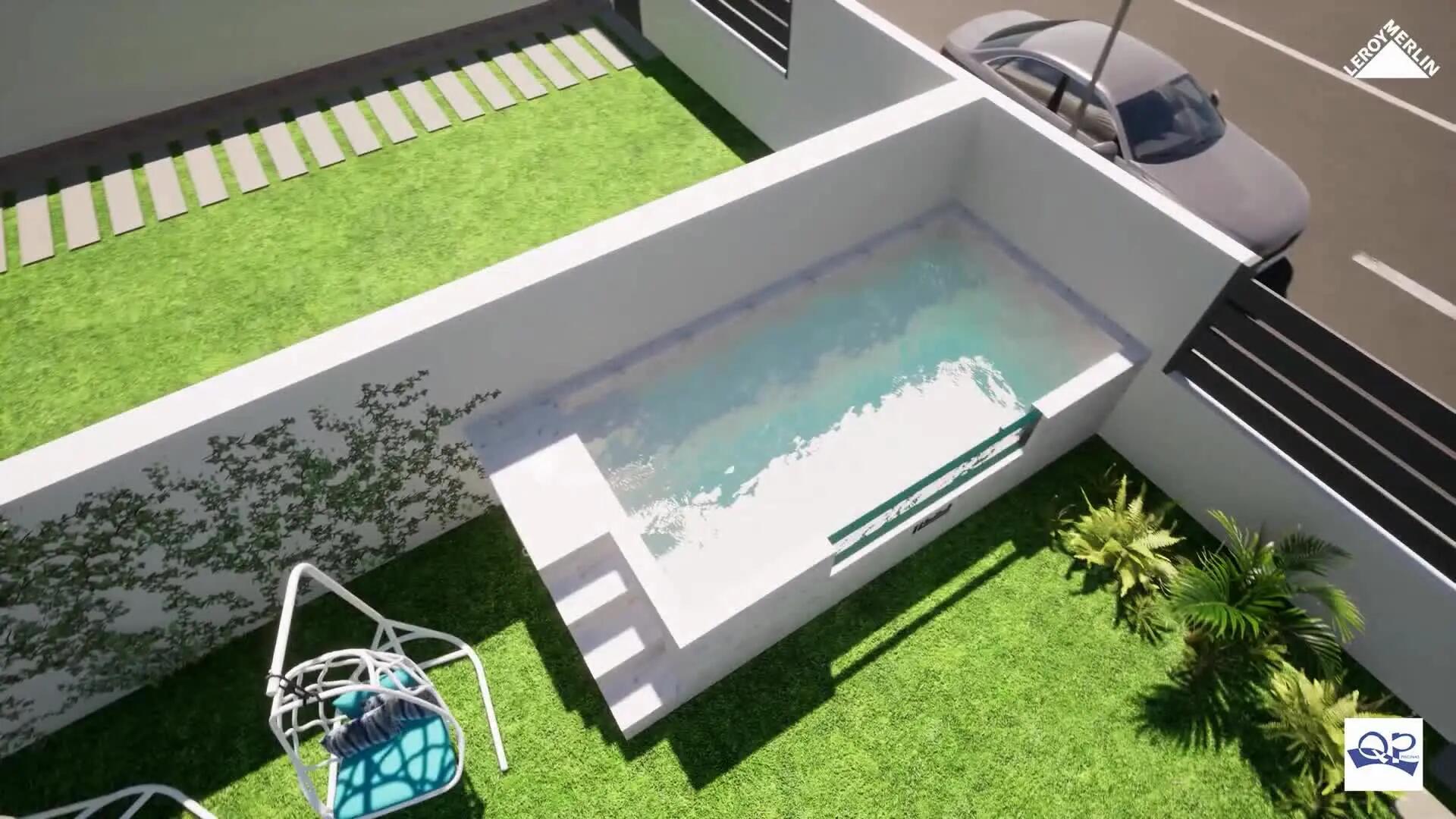 Piscina elevada de acero galvanizado amarilla rectangular 3x2x0.95 m con depuradora de arena y escalera de seguridad QP - 7