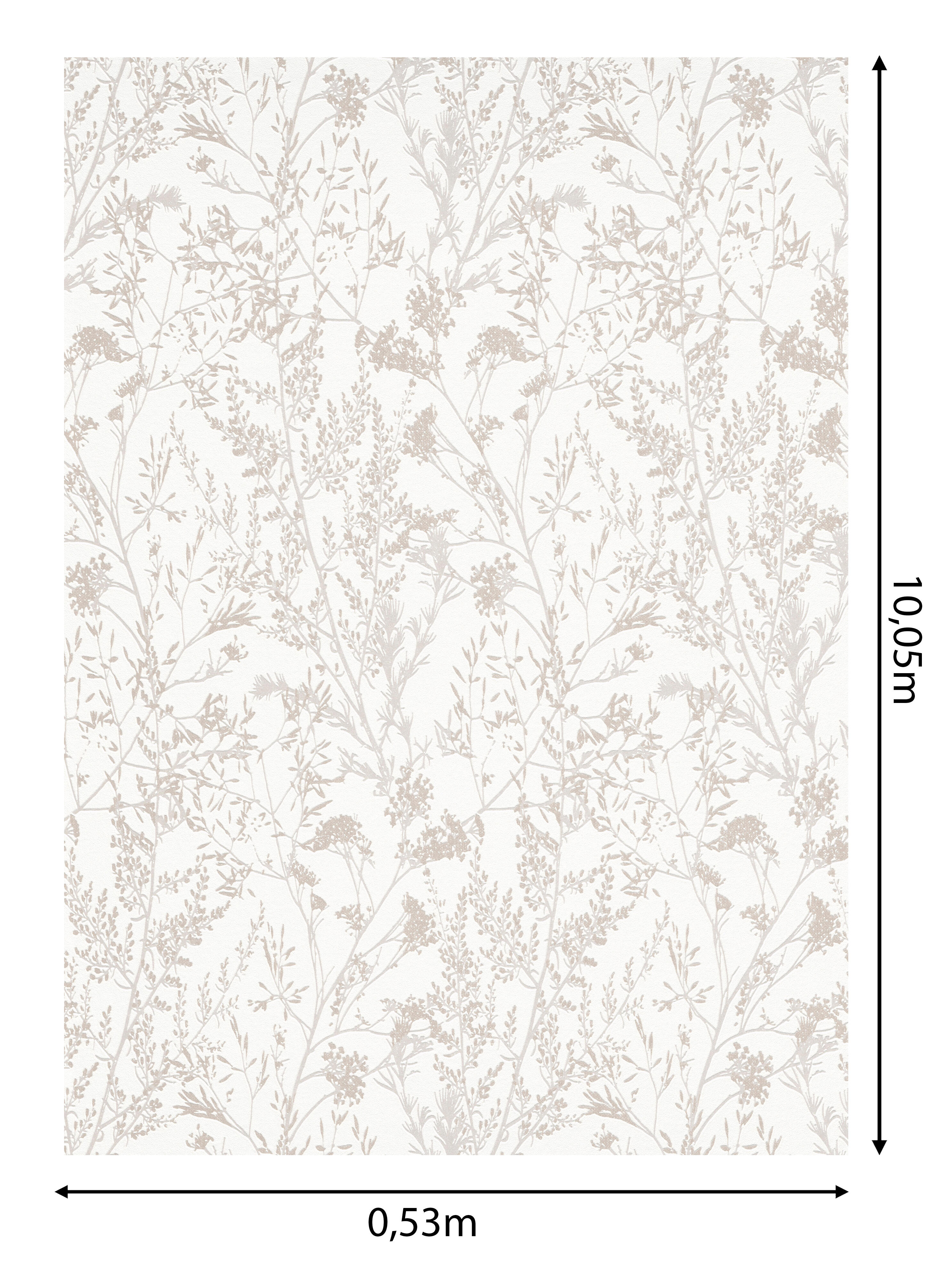 Papel pintado vinilo aplicación cola en pared Floral vegetal  blanco  ERISMANN 53cmx10m lavable - 4