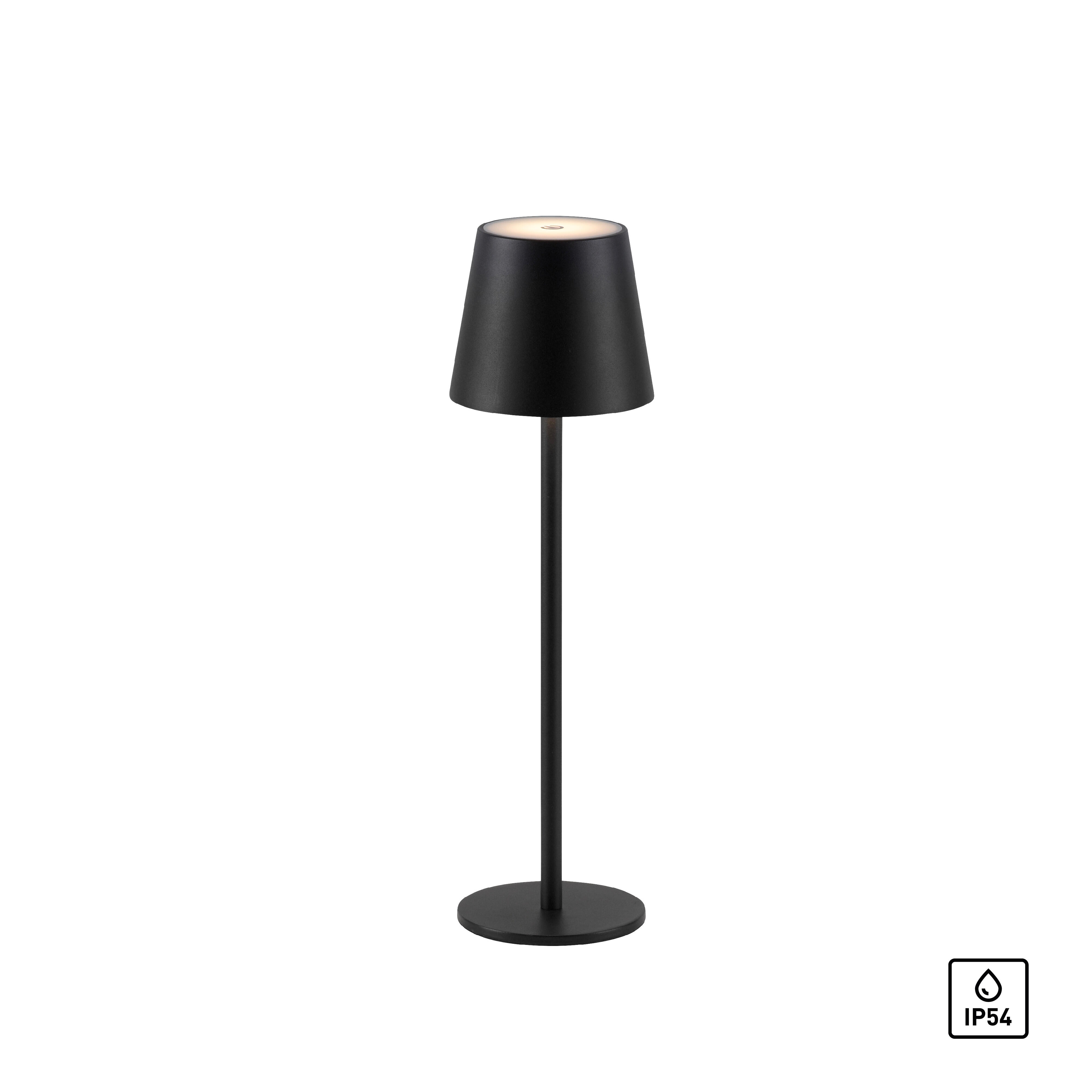 Lámpara de mesa sin cable táctil LED Euria JUST LIGHT con estructura de aluminio negro pantalla negra de aluminio luz cálida 3000K alimentación a red - 4