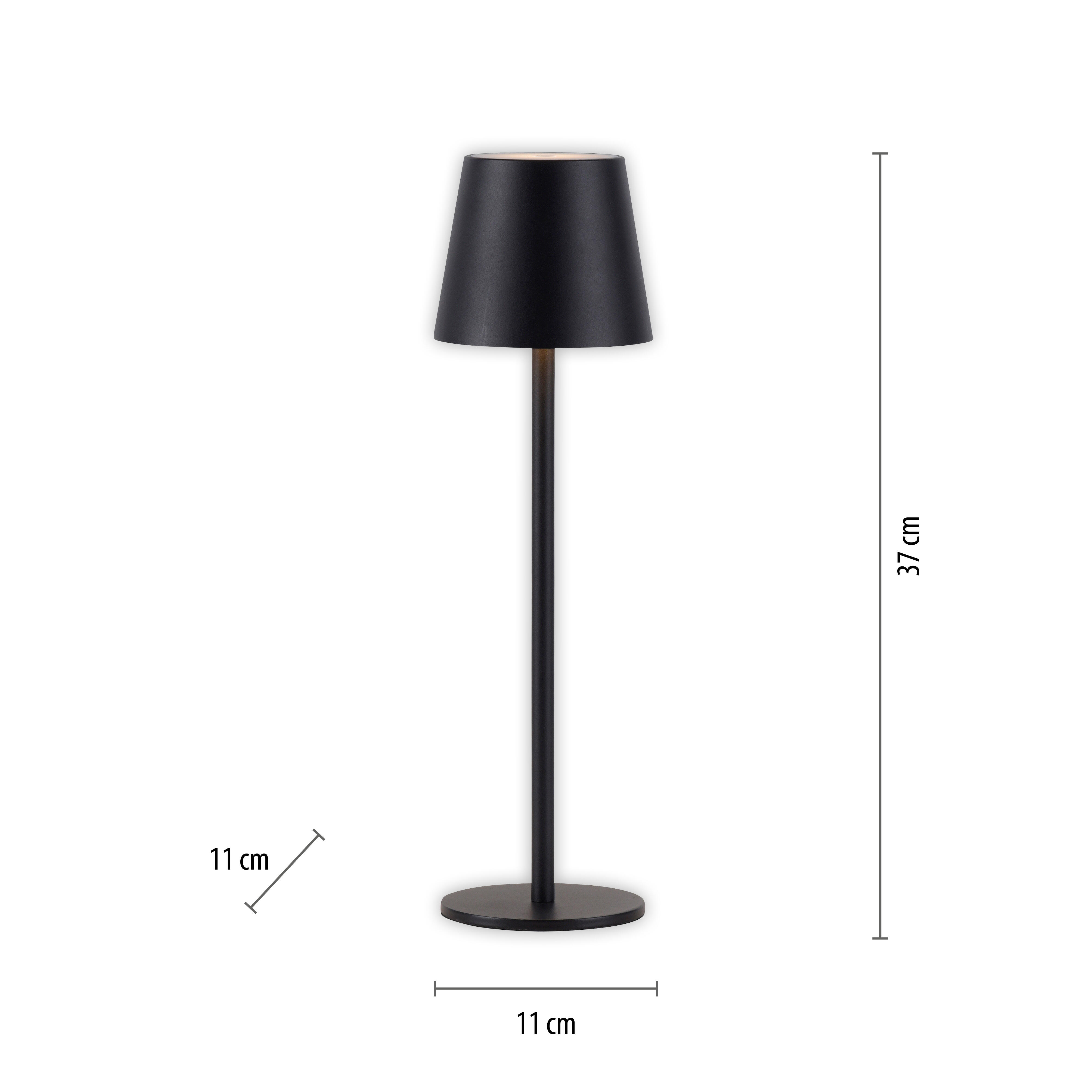 Lámpara de mesa sin cable táctil LED Euria JUST LIGHT con estructura de aluminio negro pantalla negra de aluminio luz cálida 3000K alimentación a red - 5