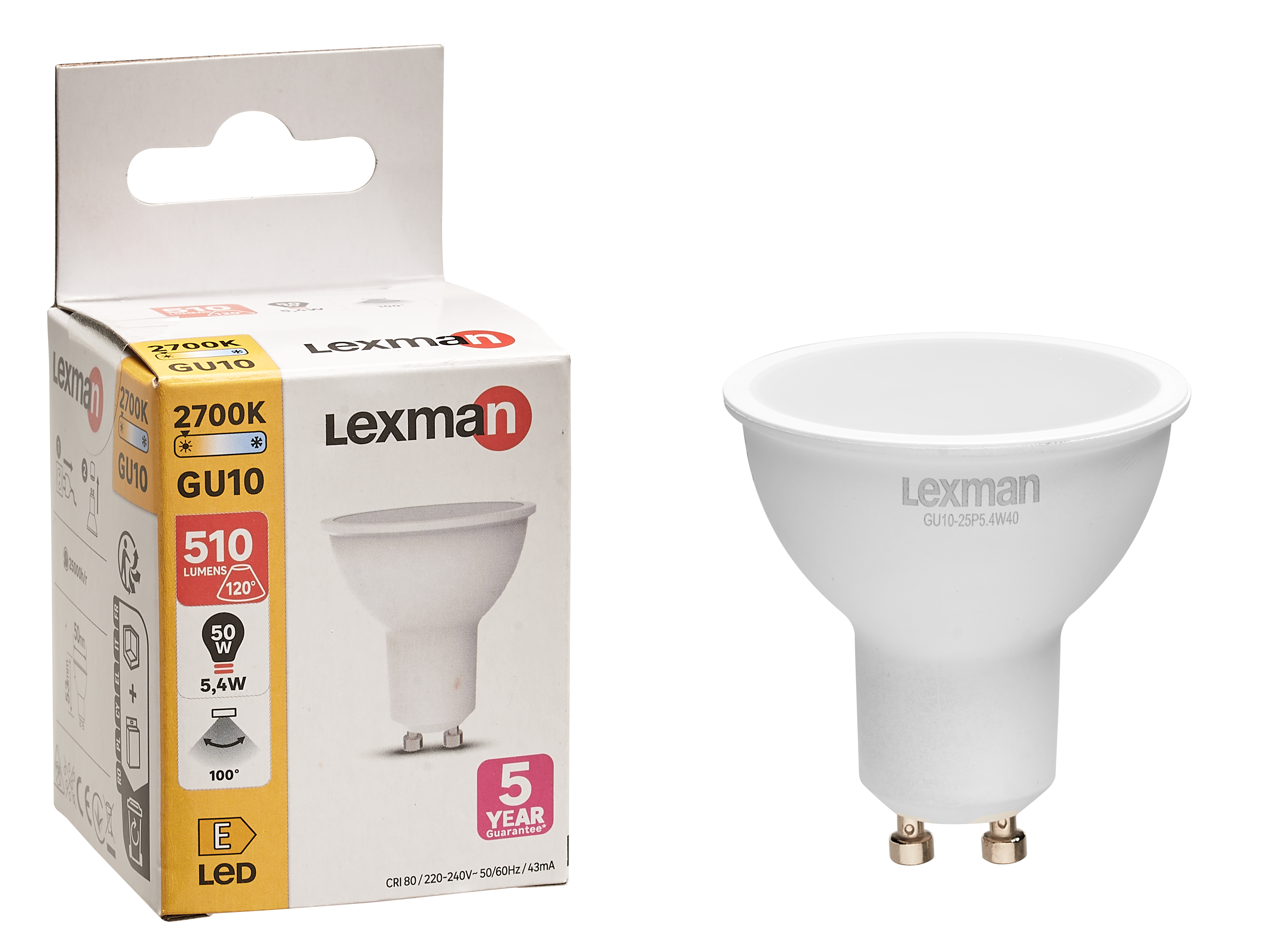 Żarówka LED GU10 5,4 W = 50 W 510 lm Ciepła biel Lexman - 6