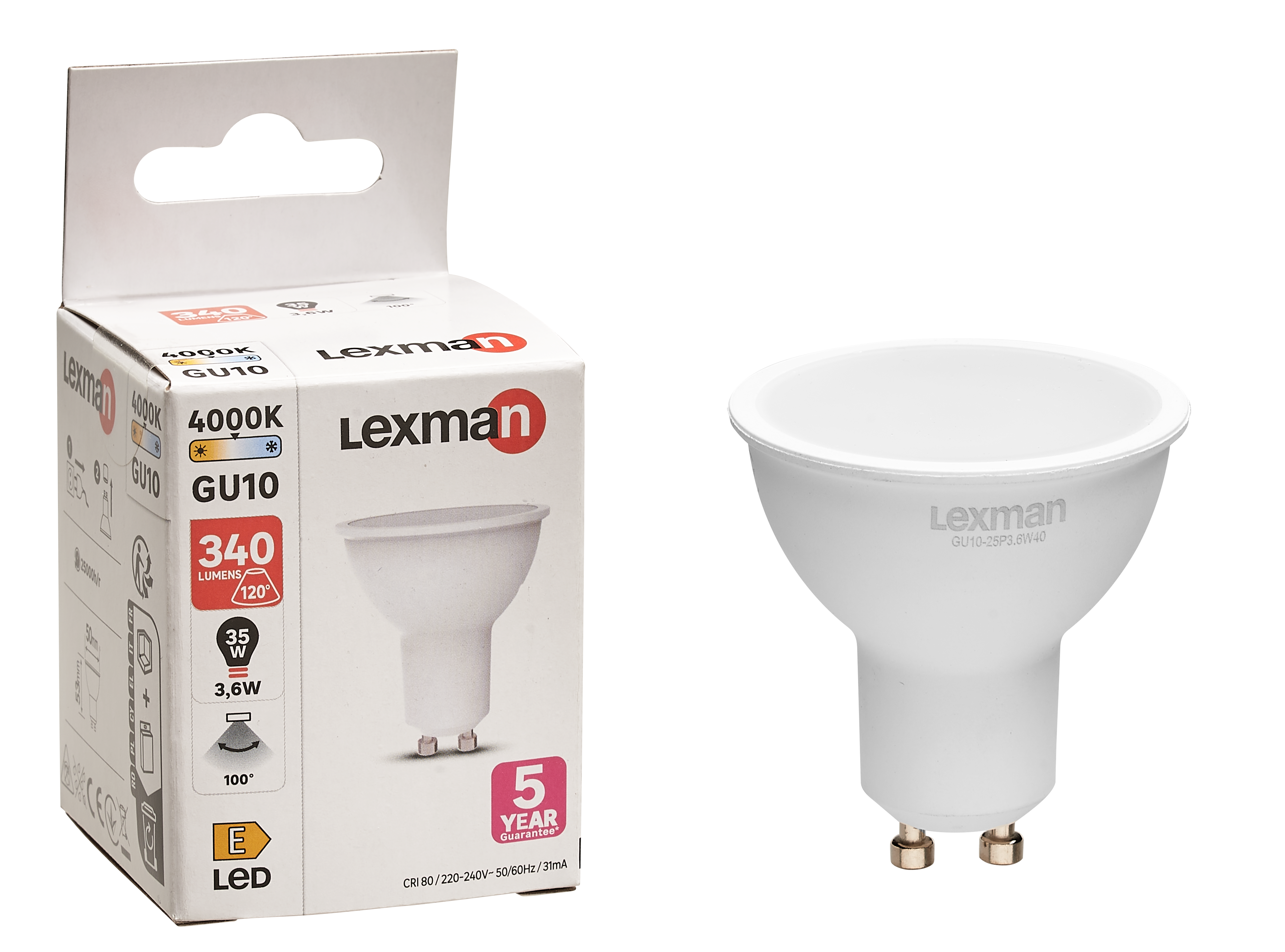 Żarówka LED GU10 3,6 W = 35 W 340 lm Neutralna biel Lexman - 6