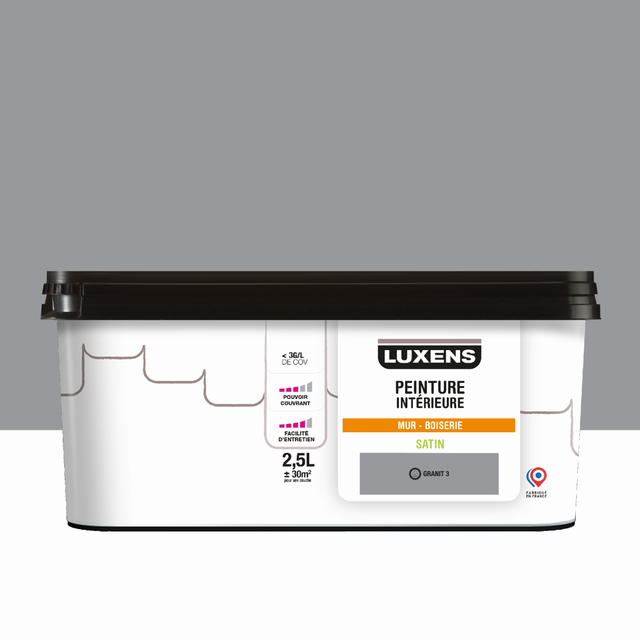Peinture mur, boiserie granit 3 satin LUXENS Intérieure 2.5L