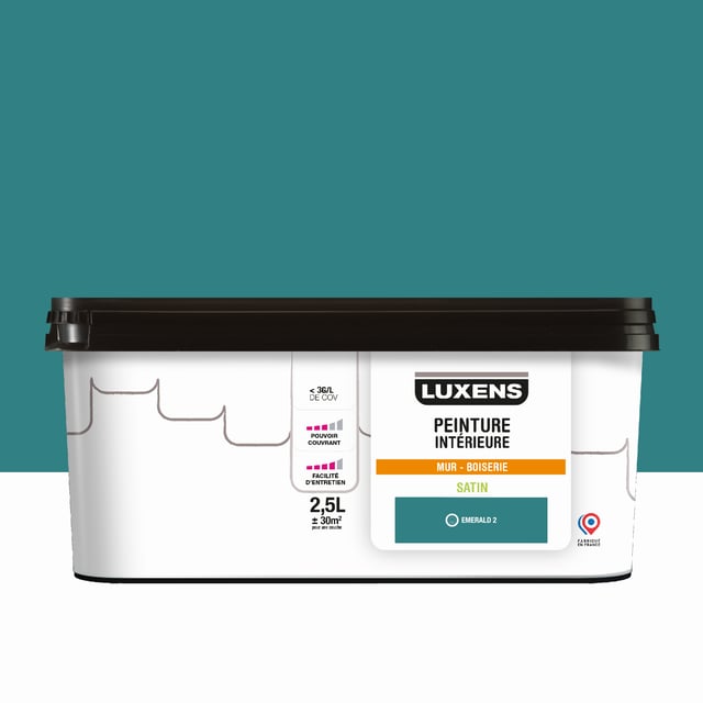 Peinture mur, boiserie emerald 2 satin LUXENS Intérieure 2.5L