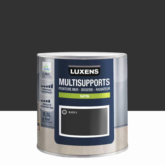 Peinture mur, boiserie, radiateur noir satin LUXENS , 0.5L