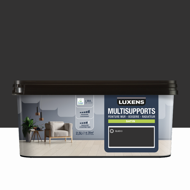 Peinture mur, boiserie, radiateur noir satin LUXENS , 2.5L