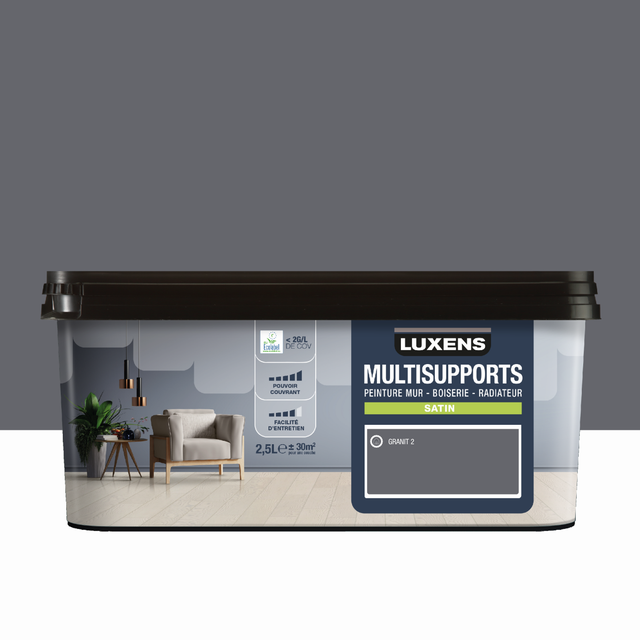 Peinture mur, boiserie, radiateur granit 2 satin LUXENS , 2.5L