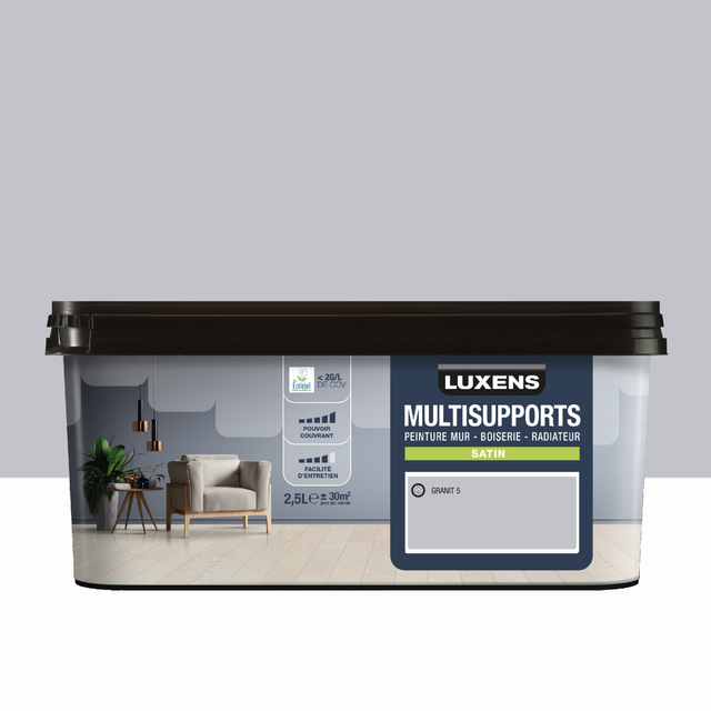 Peinture mur, boiserie, radiateur granit 5 satin LUXENS , 2.5L