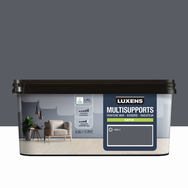 Peinture mur, boiserie, radiateur paris 2 satin LUXENS , 2.5L