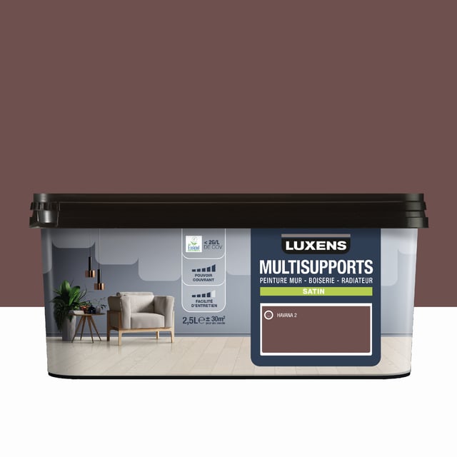 Peinture mur, boiserie, radiateur havana 2 satin LUXENS , 2.5L