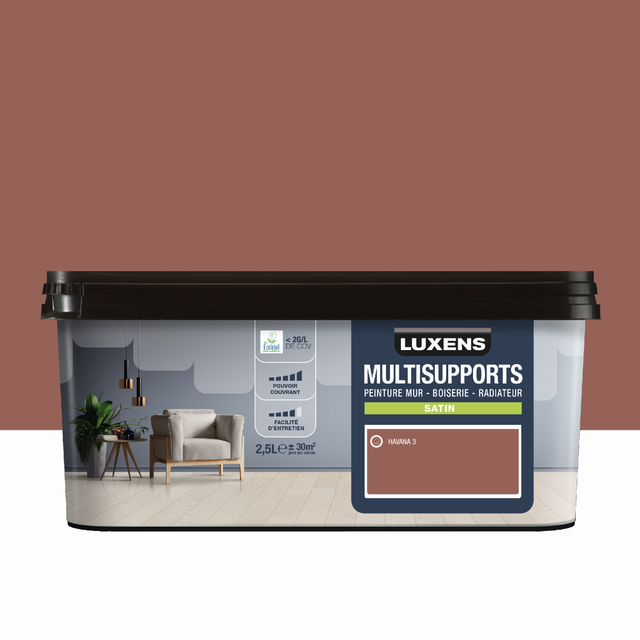 Peinture mur, boiserie, radiateur havana 3 satin LUXENS , 2.5L