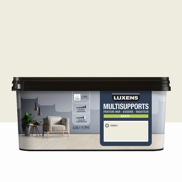 Peinture mur, boiserie, radiateur cream 5 satin LUXENS , 2.5L