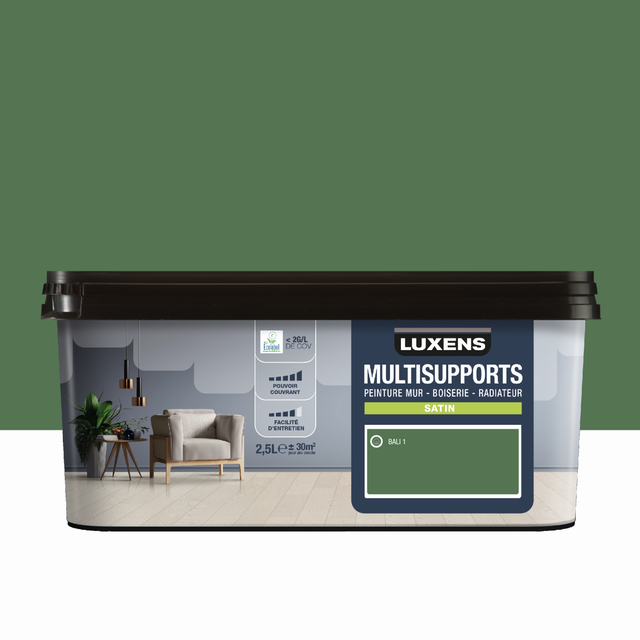 Peinture mur, boiserie, radiateur bali 1 satin LUXENS , 2.5L