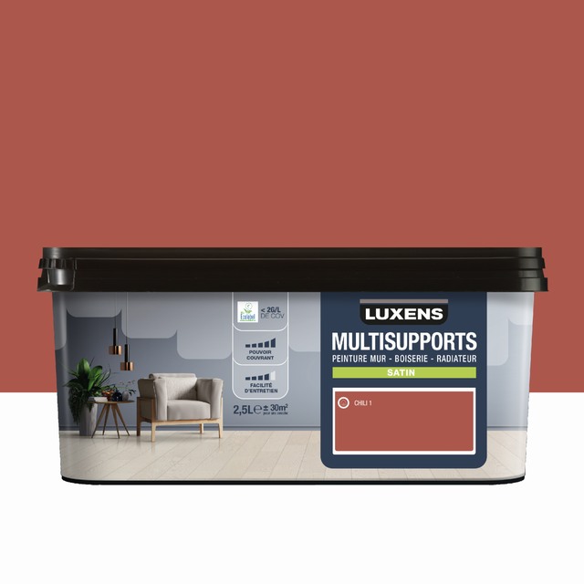 Peinture mur, boiserie, radiateur chili 1 satin LUXENS , 2.5L