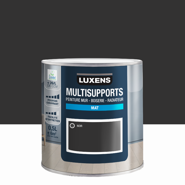 Peinture mur, boiserie, radiateur noir mat LUXENS , 0.5l