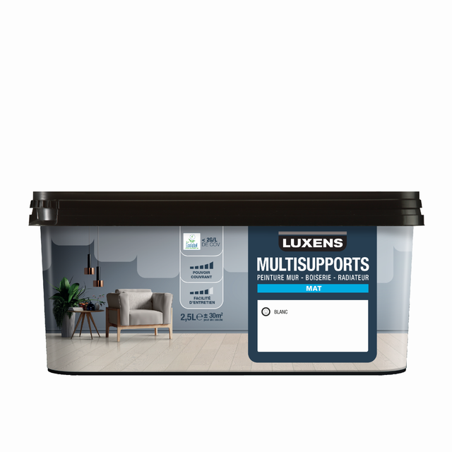 Peinture mur, boiserie, radiateur blanc mat LUXENS , 2.5L