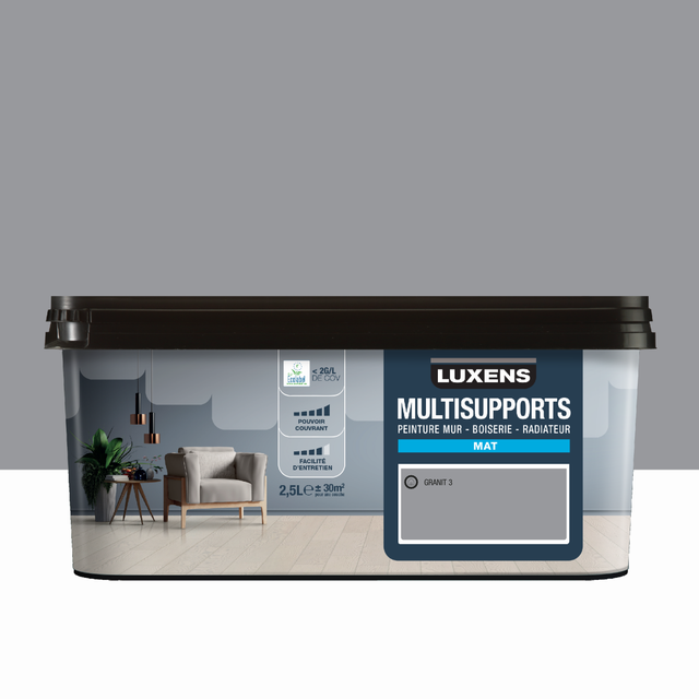 Peinture mur, boiserie, radiateur granit 3 mat LUXENS , 2.5L