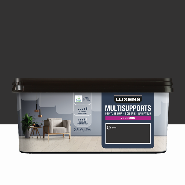 Peinture mur, boiserie, radiateur noir velours LUXENS , 2.5L