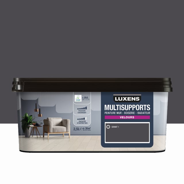 Peinture mur, boiserie, radiateur granit 1 velours LUXENS , 2.5L