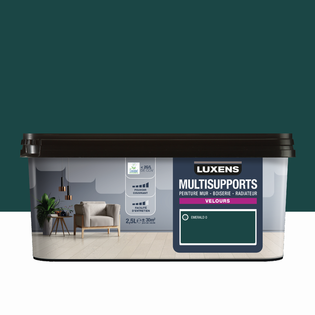 Peinture mur, boiserie, radiateur emerald 0 velours LUXENS , 2.5L