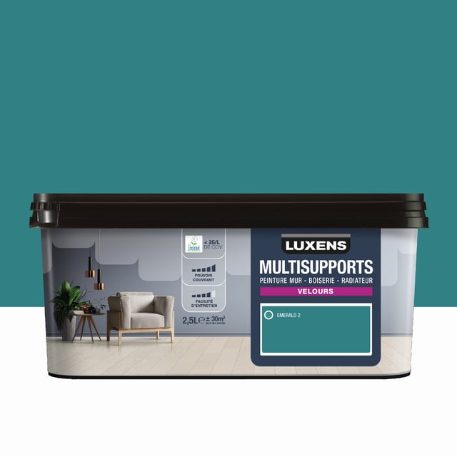 Peinture mur, boiserie, radiateur emerald 2 velours LUXENS , 2.5L