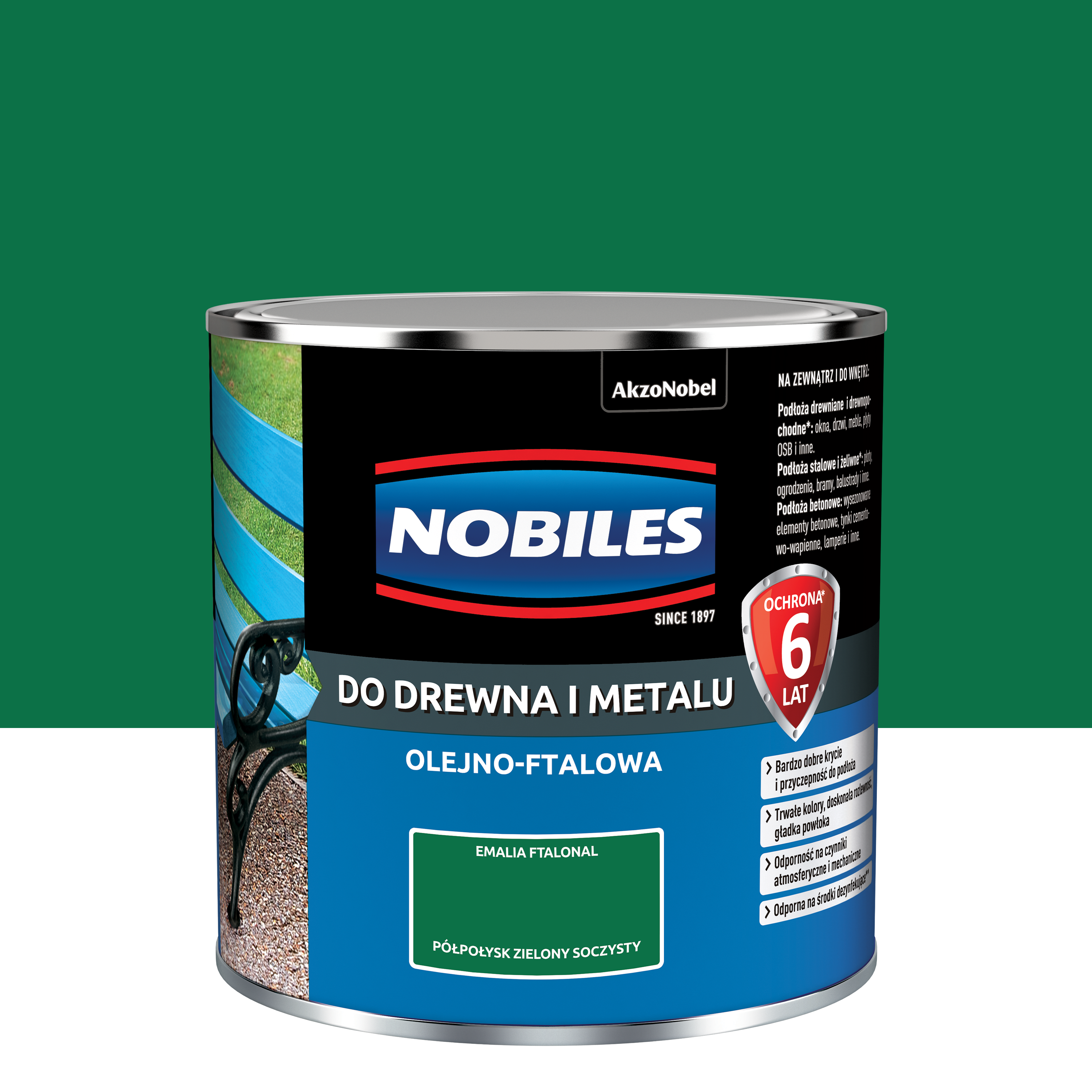 Farba specjalistyczna wewnętrzna NOBILES FTALONAL 0,25L ZIELONY SOCZYSTY Zielony Soczysty NOBILES