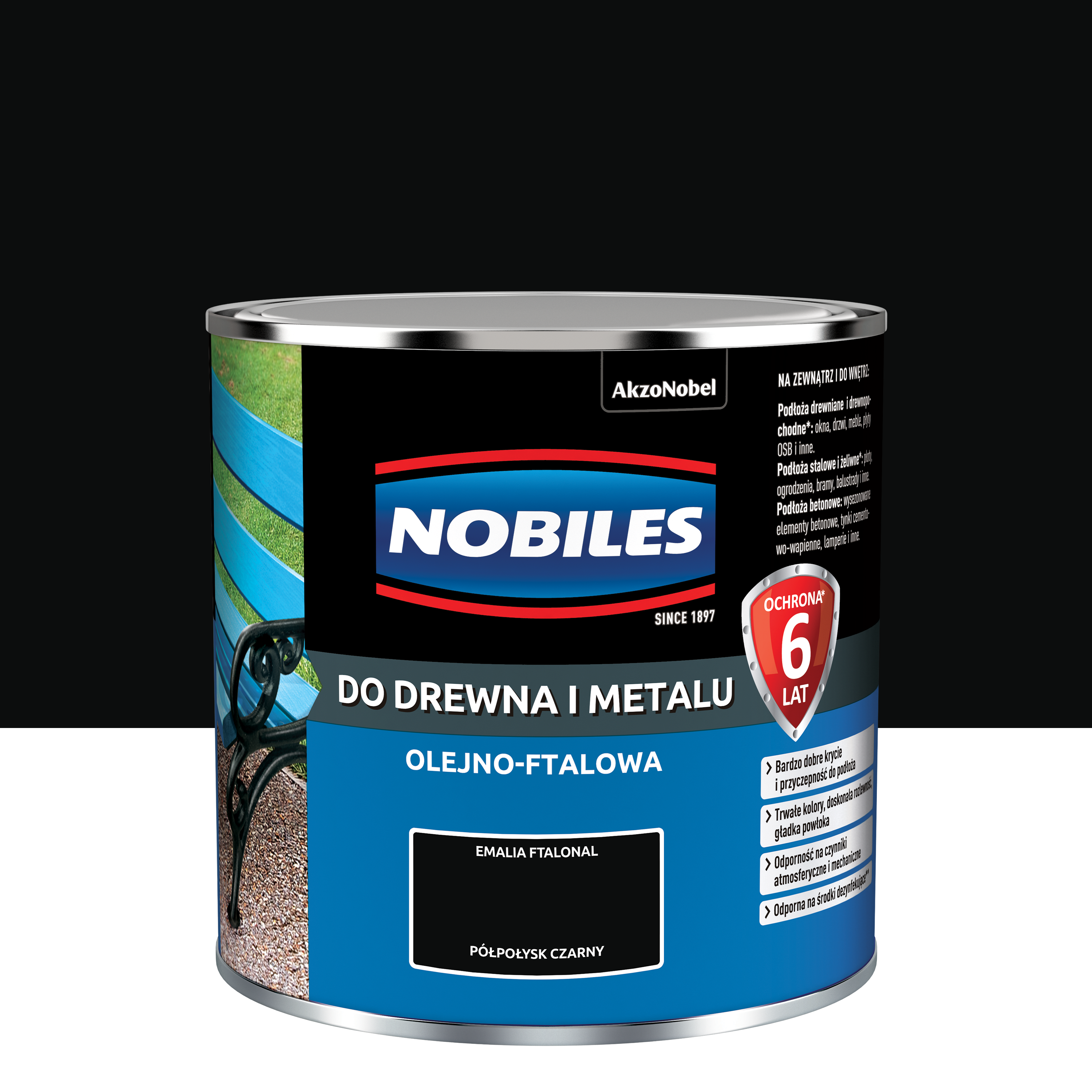 Farba specjalistyczna wewnętrzna NOBILES FTALONAL 0,25L CZARNY Czarny NOBILES