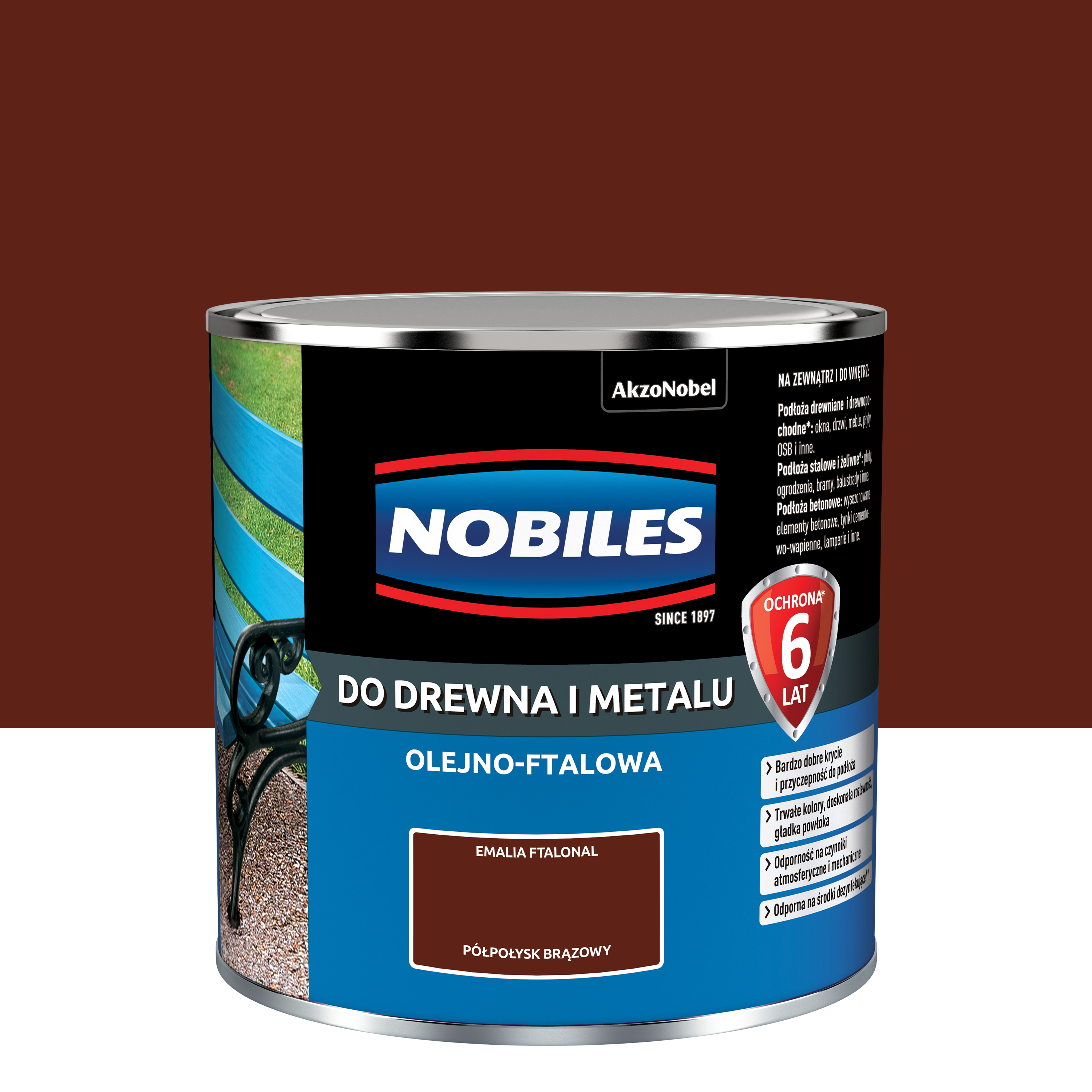 Farba specjalistyczna wewnętrzna NOBILES FTALONAL 0,25L BRAZOWY Brązowy NOBILES