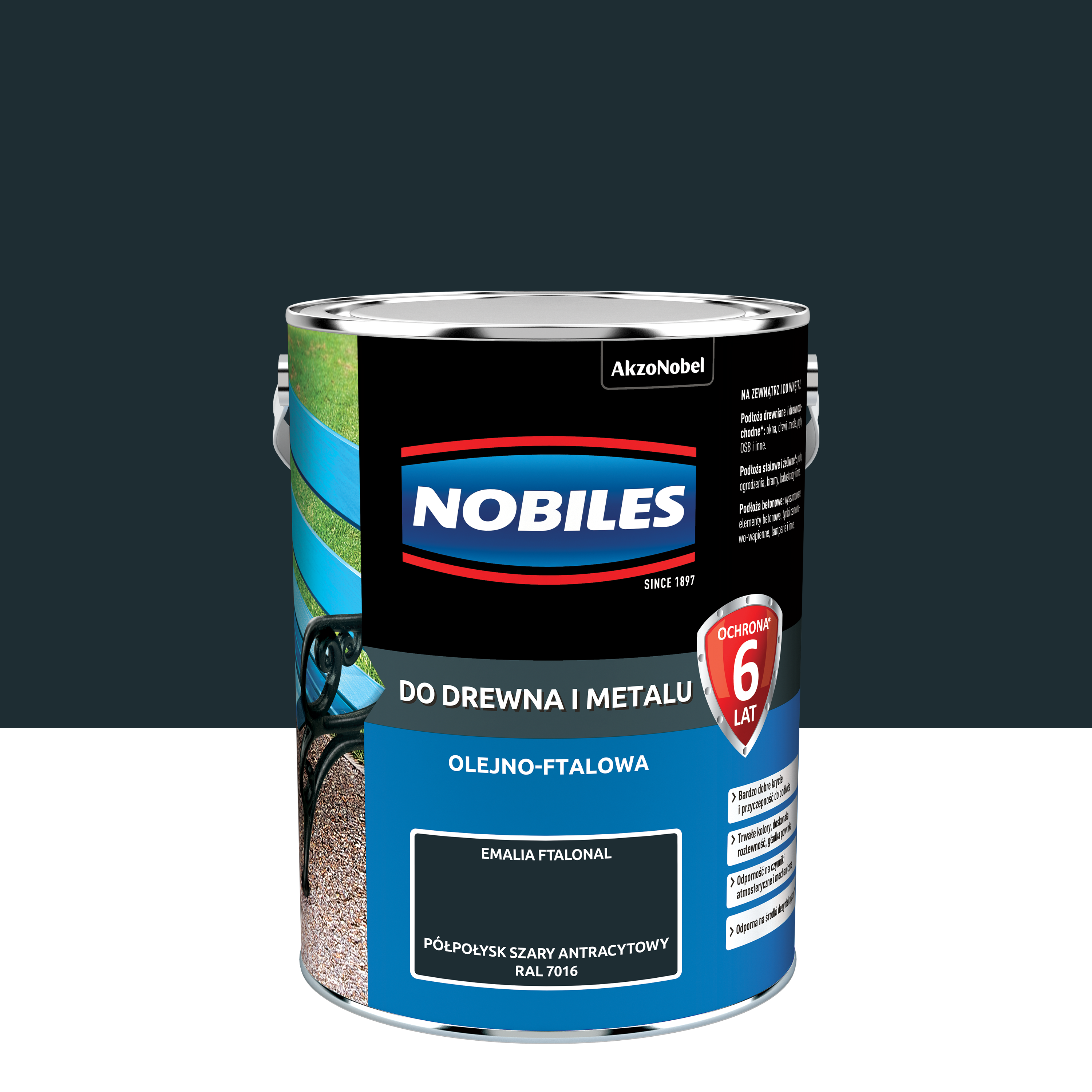 Farba specjalistyczna wewnętrzna NOBILES FTALONAL 5L RAL 7016 Szary Antracytowy RAL 7016 NOBILES