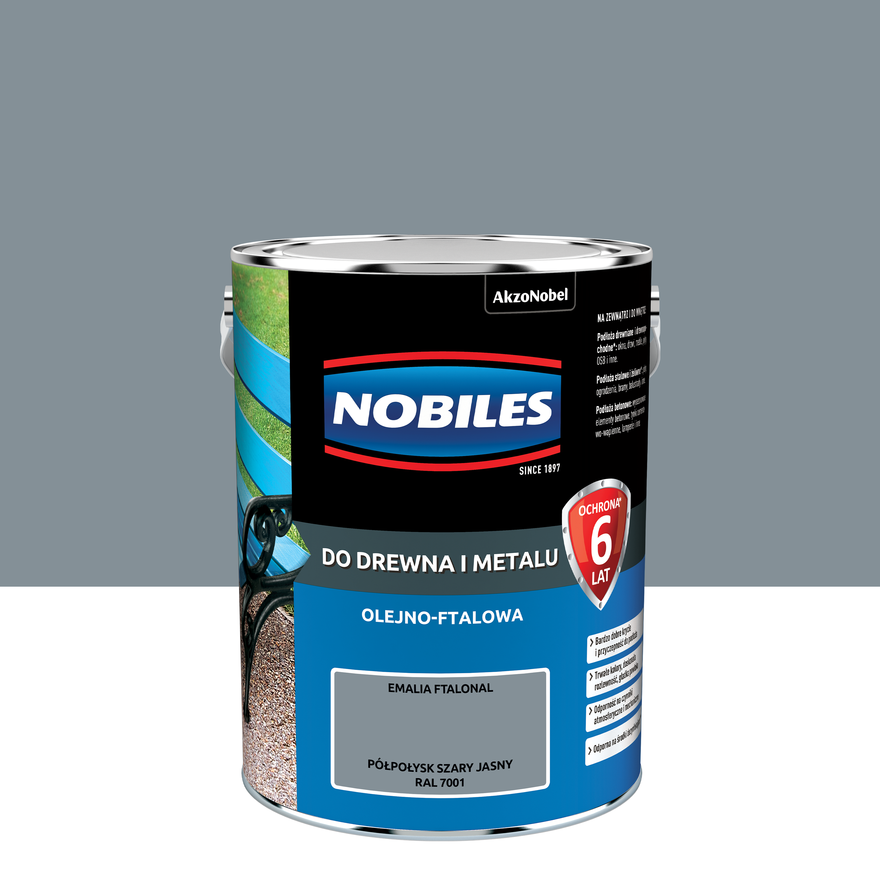 Farba specjalistyczna wewnętrzna NOBILES FTALONAL 5L SZARY JASNY Szary Jasny RAL 7001 NOBILES