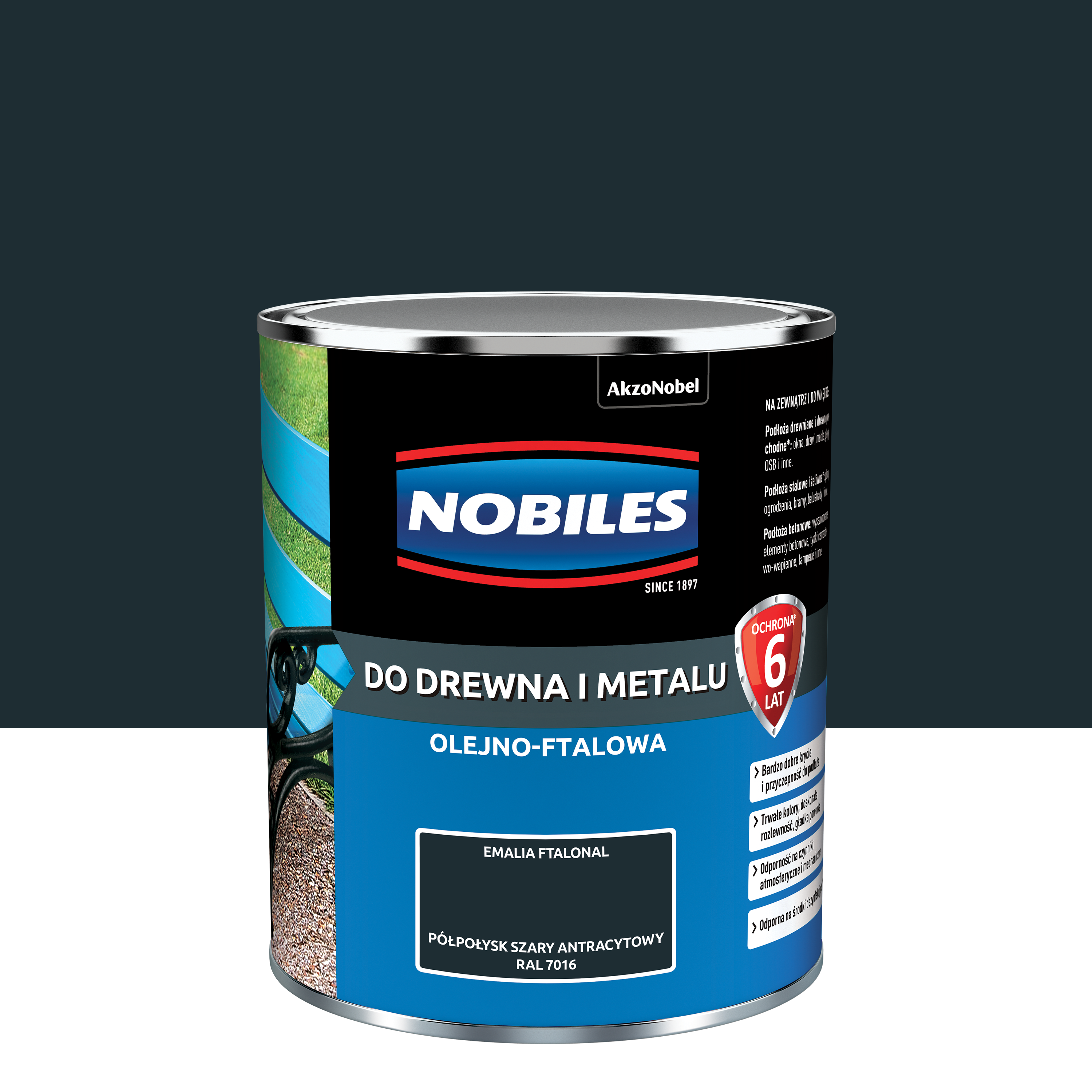 Farba specjalistyczna wewnętrzna NOBILES FTALONAL 0,7L RAL 7016 Szary Antracytowy RAL 7016 NOBILES