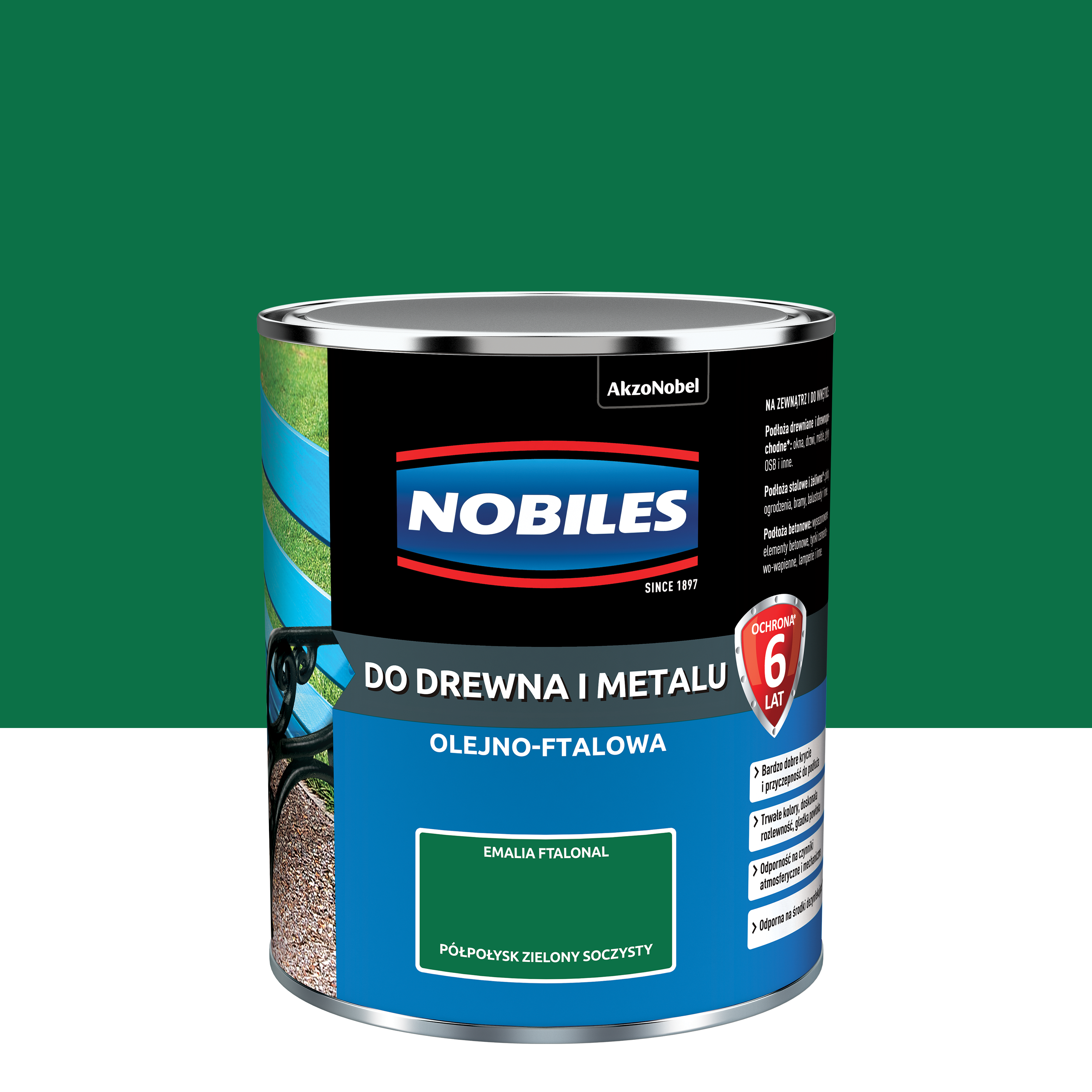 Farba specjalistyczna wewnętrzna NOBILES FTALONAL 0,7L ZIELONY SOCZYSTY Zielony Soczysty NOBILES