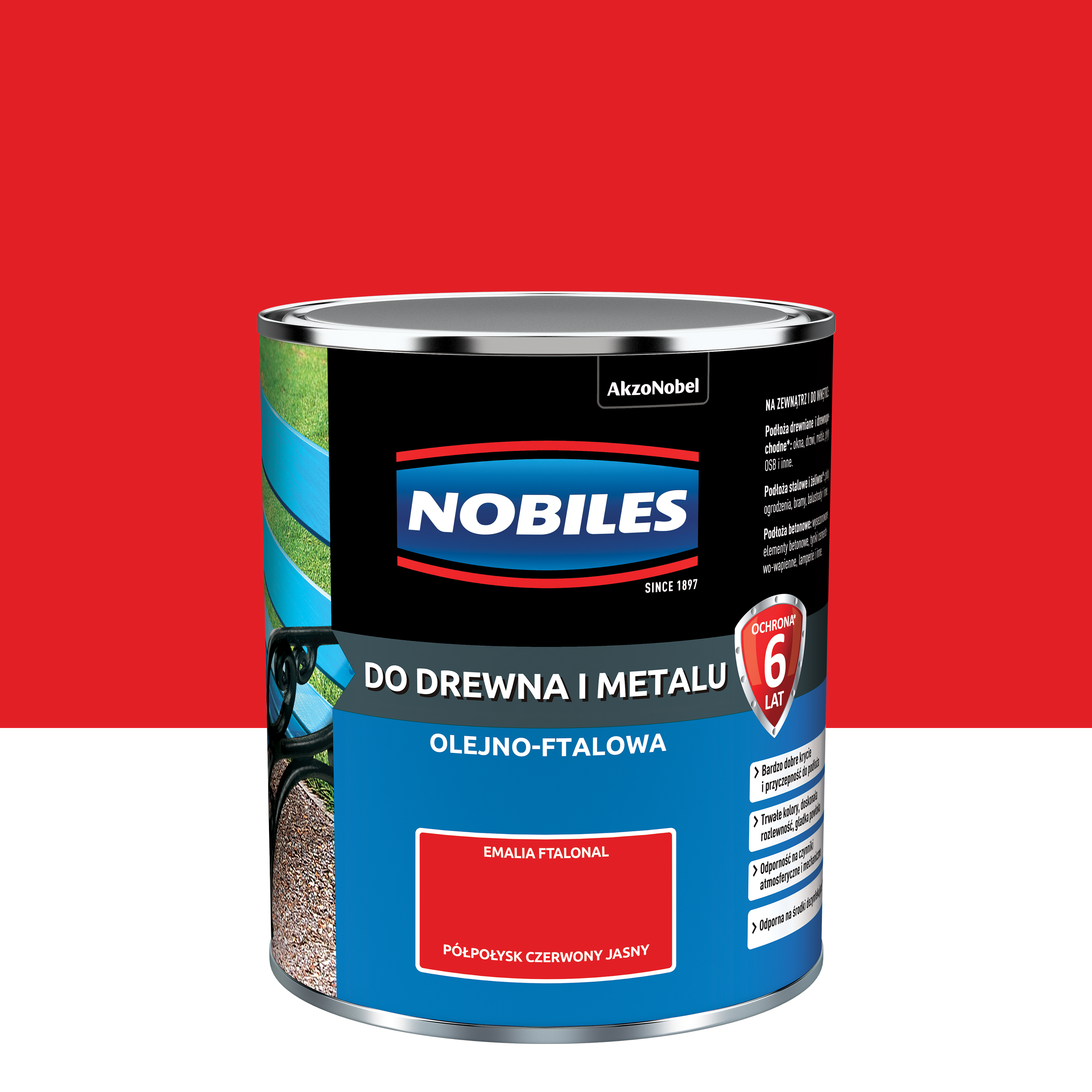 Farba specjalistyczna wewnętrzna NOBILES FTALONAL 0,7L CZERWONY JASNY Czerwony Jasny NOBILES