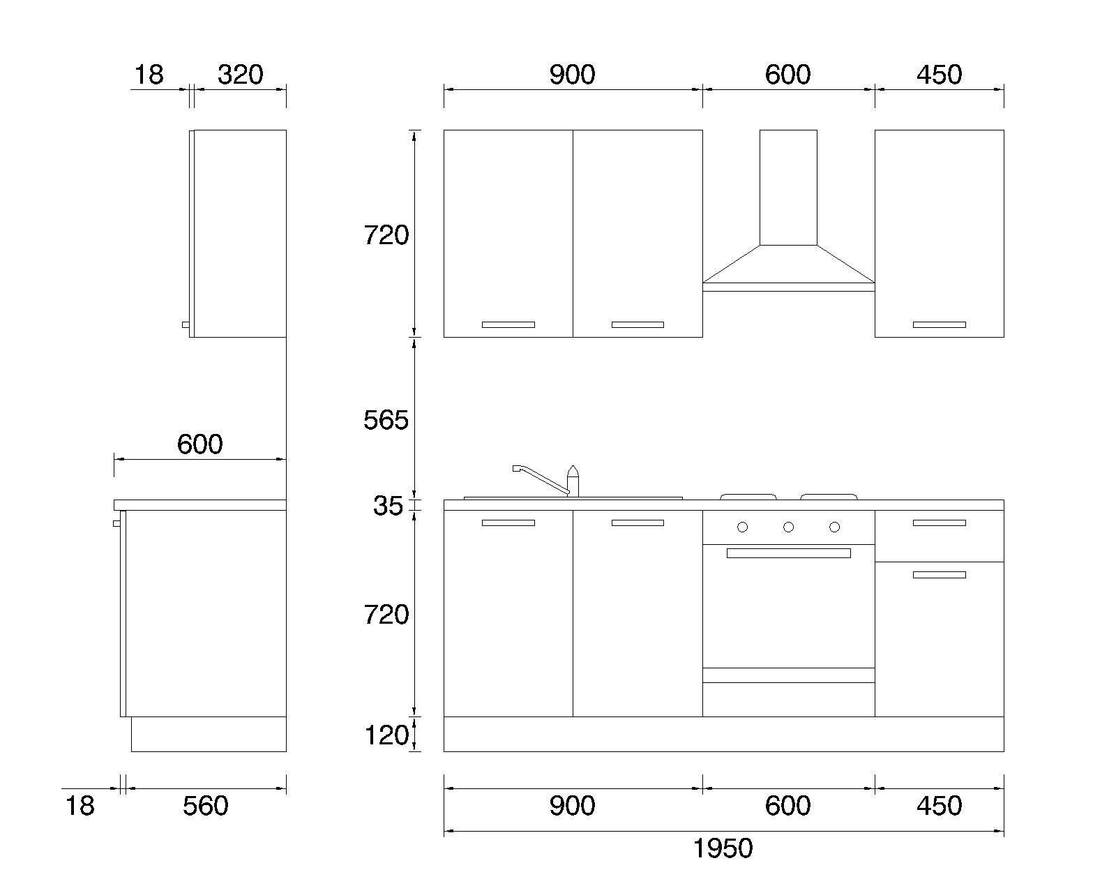Cucina montata Dora bianco e grigio chiaro, lavello a sinistra, L 195 cm, completa di: cappa a camino, piano cottura a gas e forno - 8