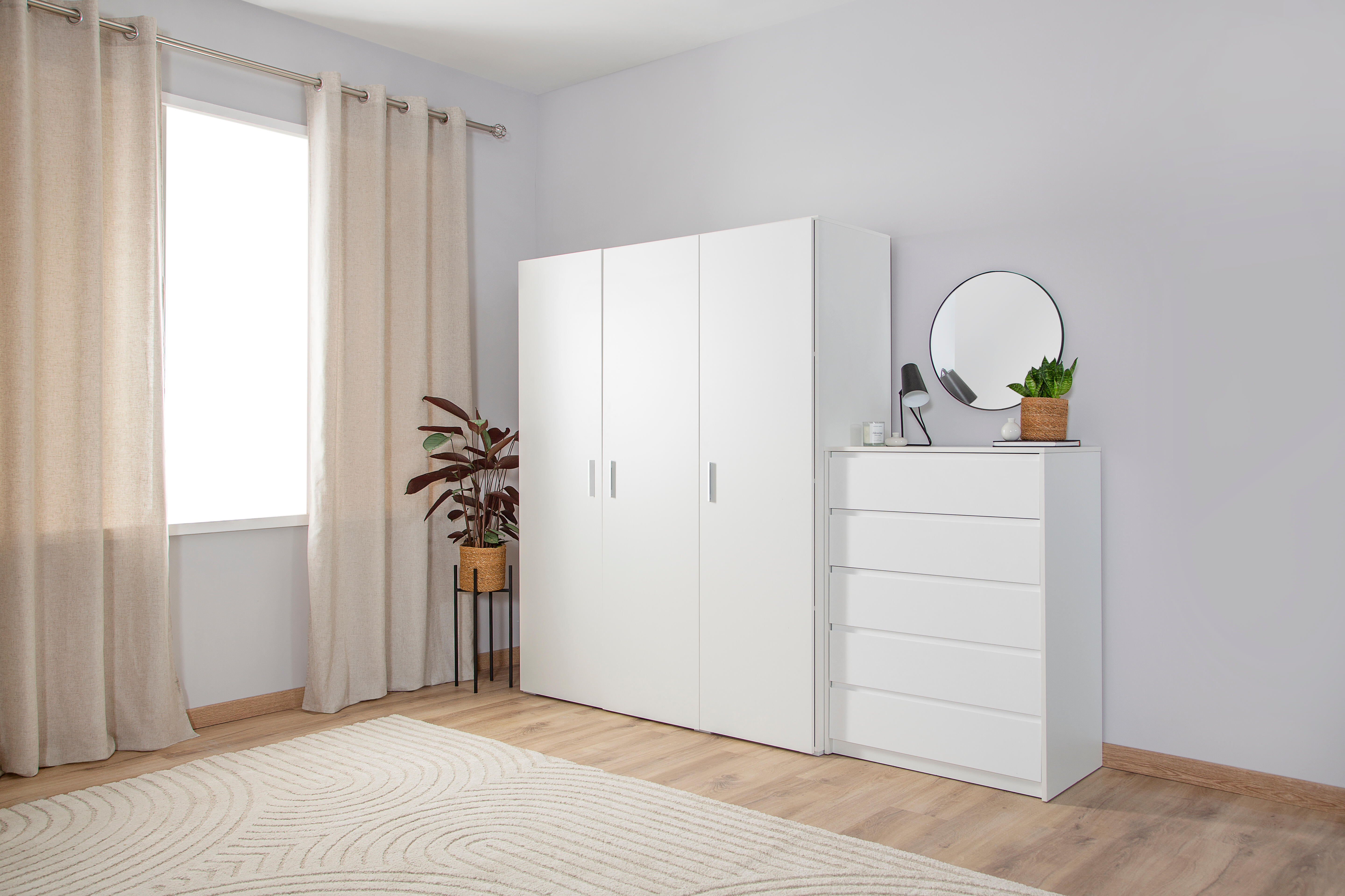 Roupeiro 3 portas de bater branco 155x53x191 cm One - 17