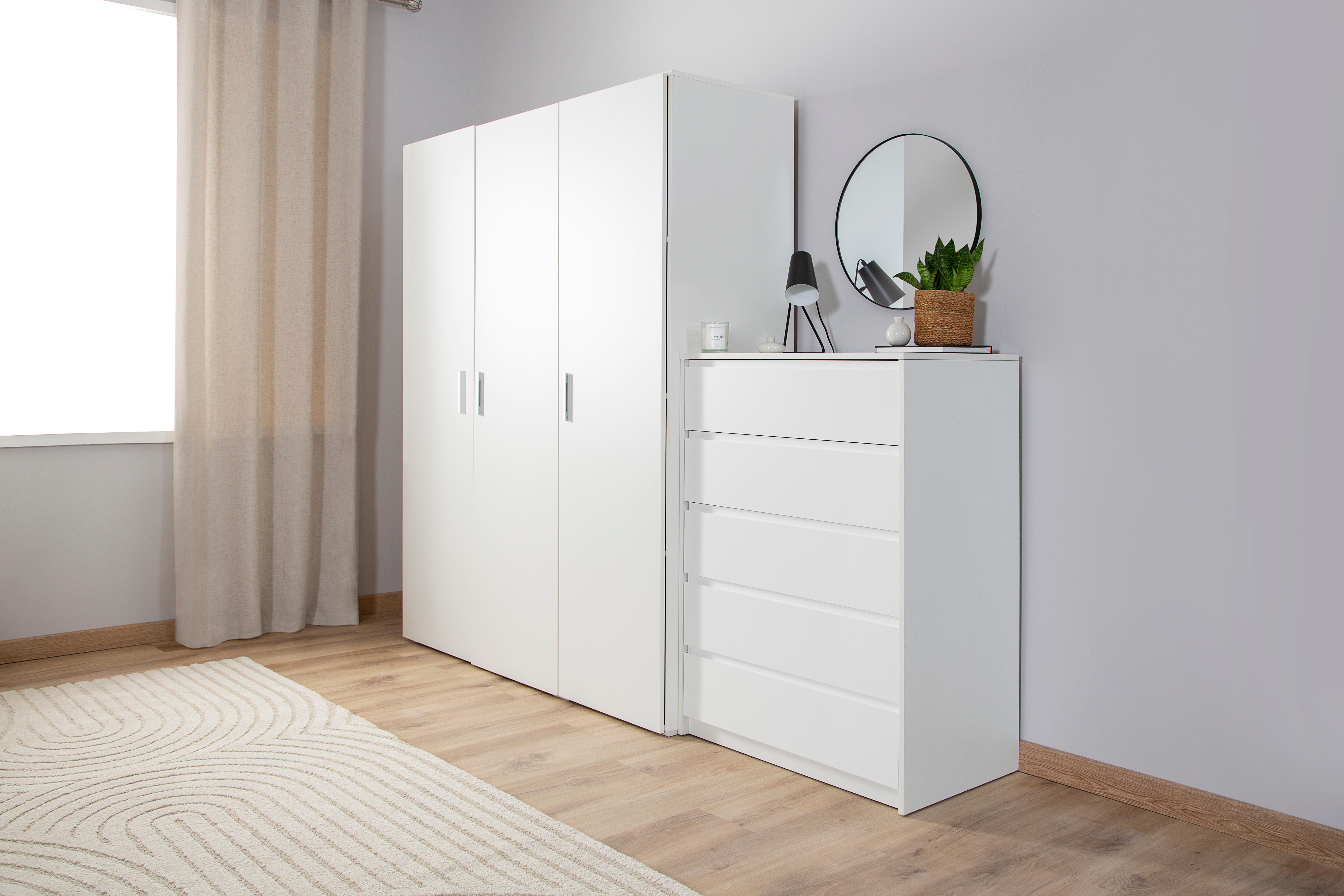Roupeiro 3 portas de bater branco 155x53x191 cm One - 16