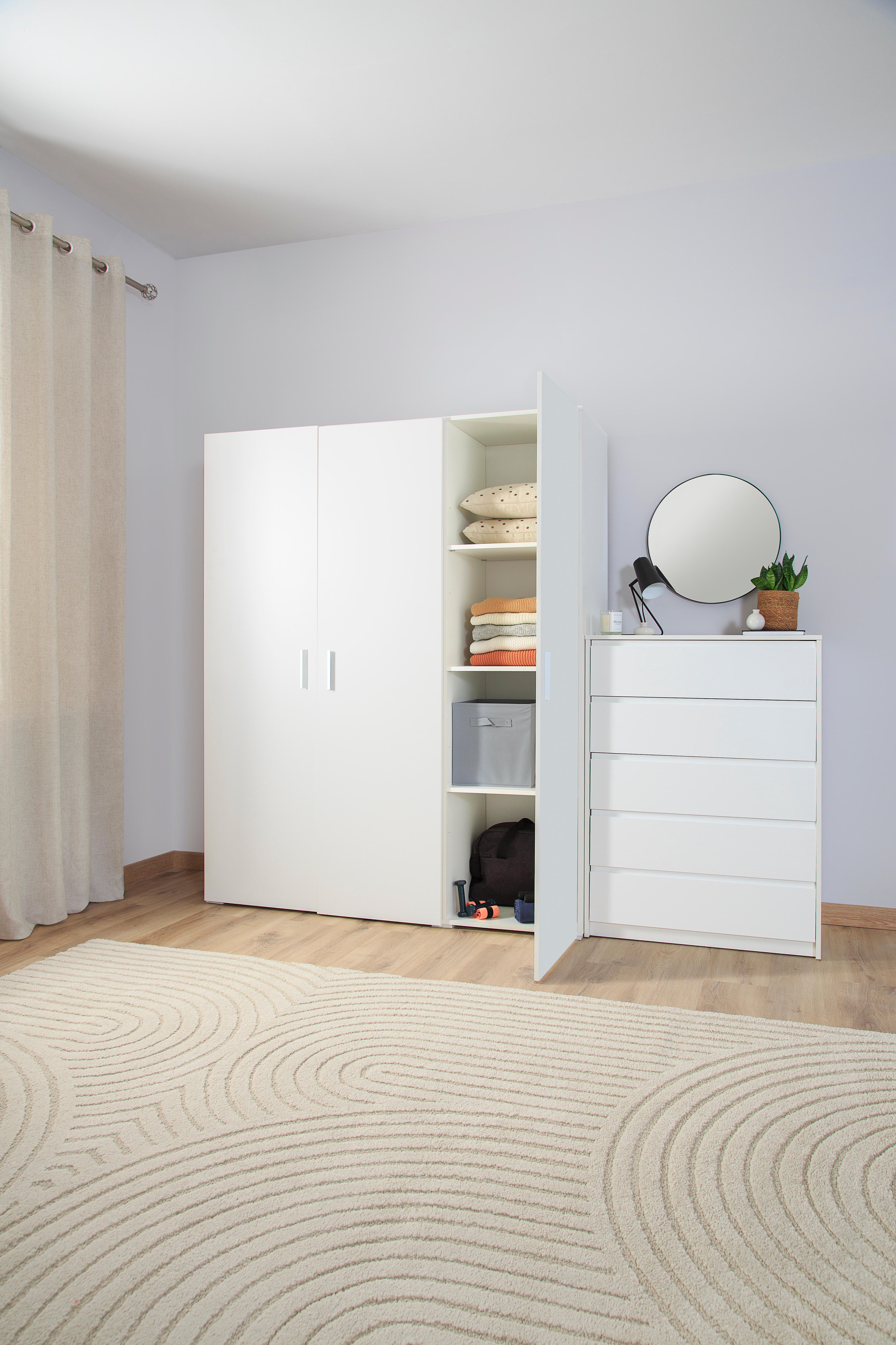 Roupeiro 3 portas de bater branco 155x53x191 cm One - 12