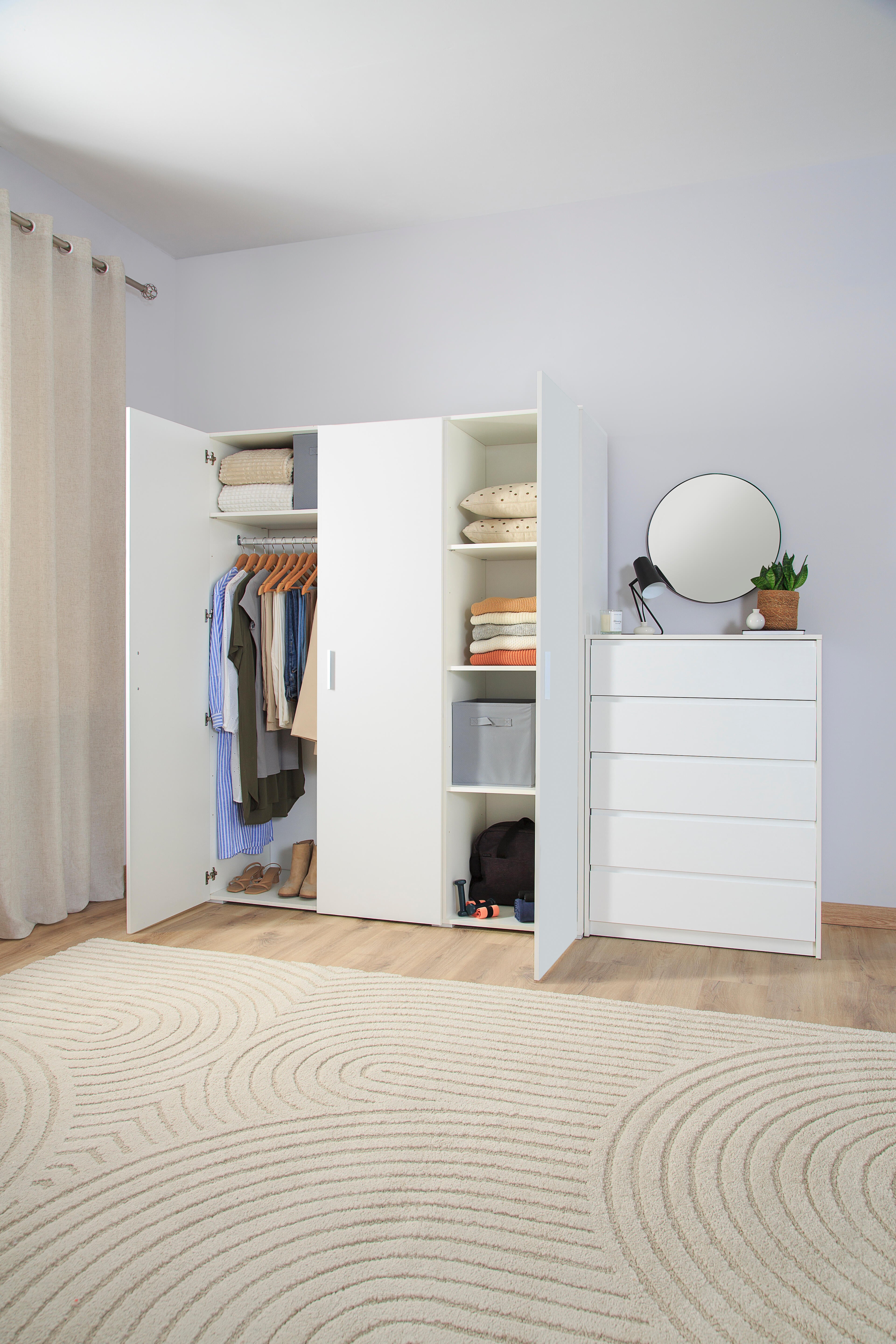 Roupeiro 3 portas de bater branco 155x53x191 cm One - 11