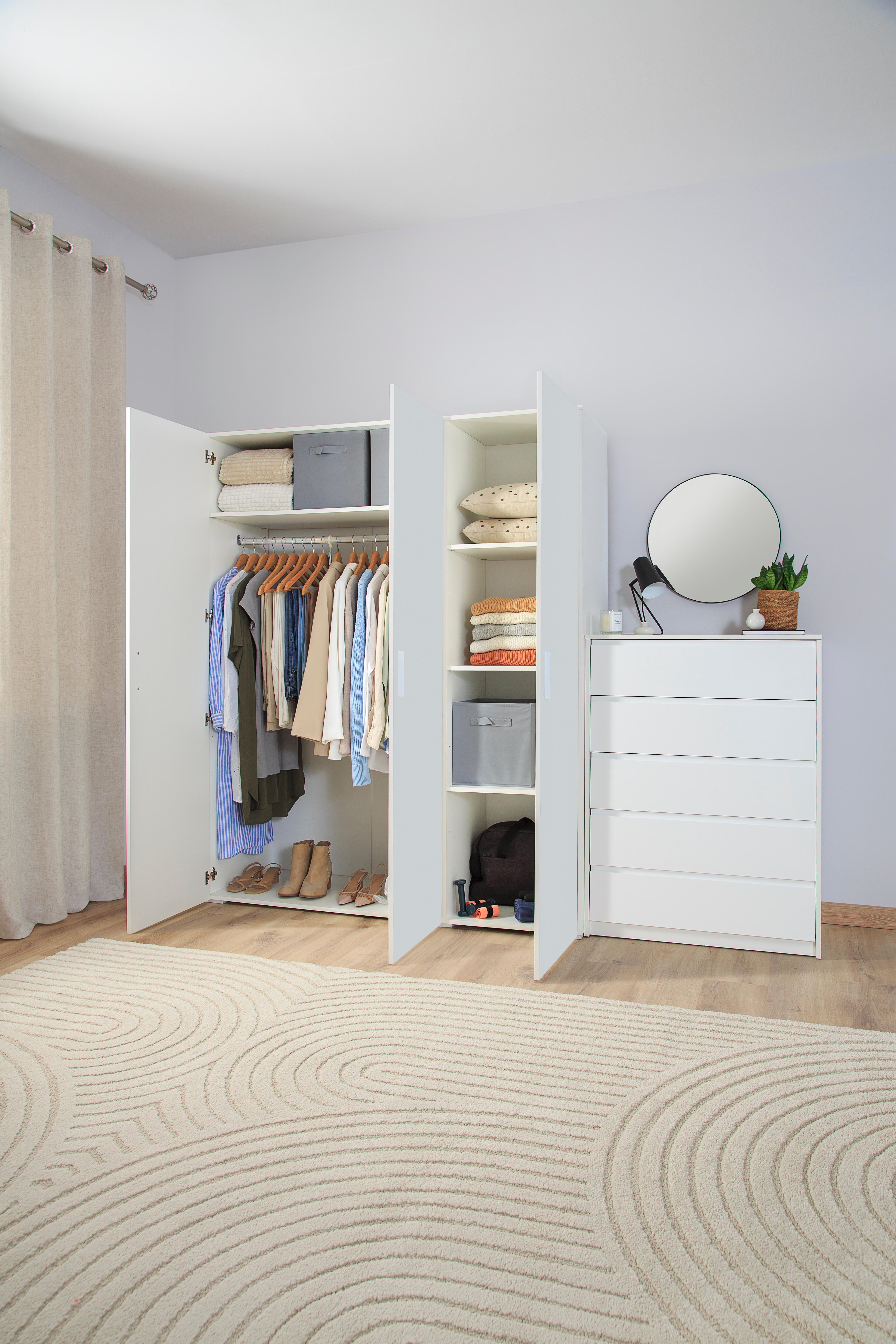 Roupeiro 3 portas de bater branco 155x53x191 cm One - 10