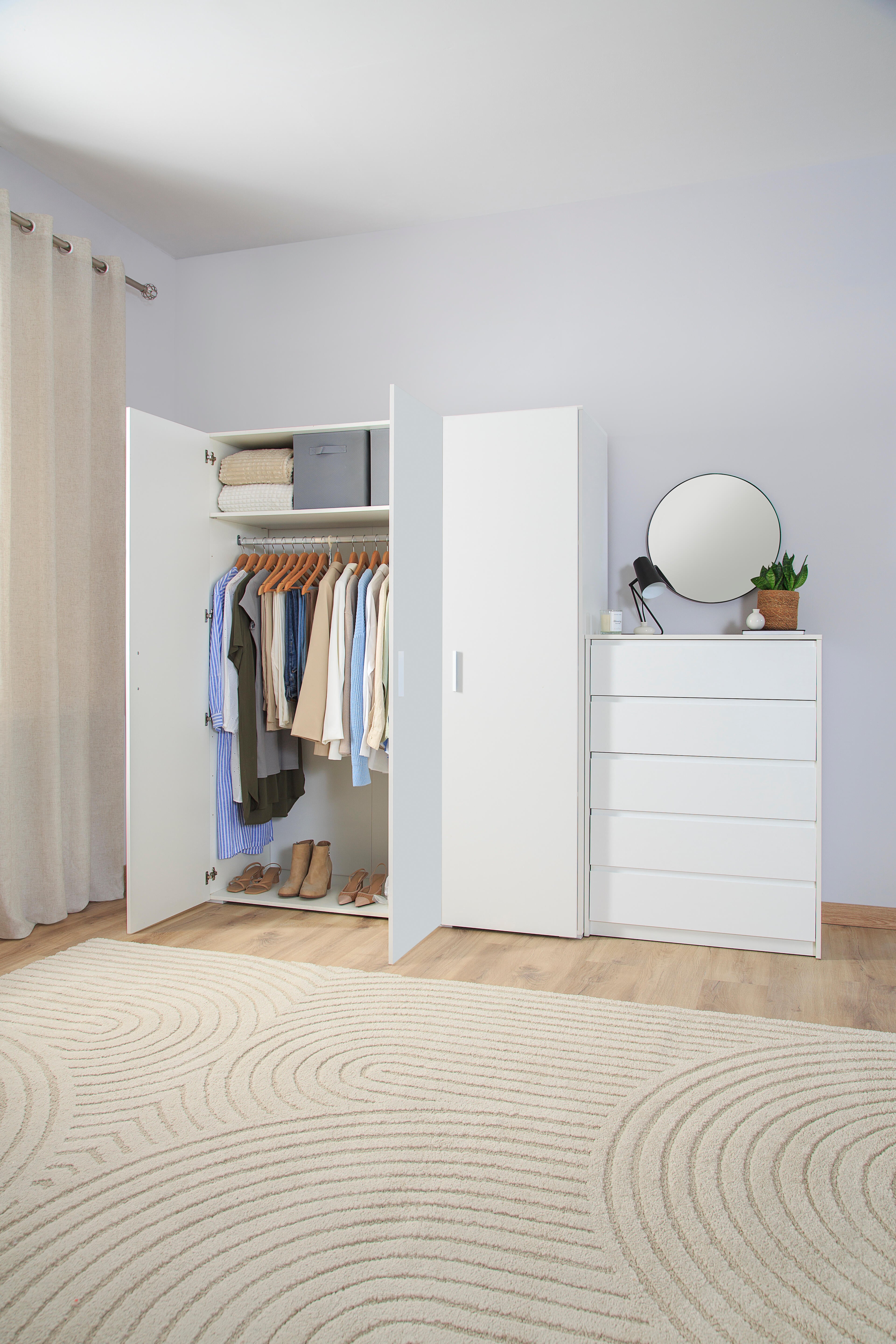 Roupeiro 3 portas de bater branco 155x53x191 cm One - 9